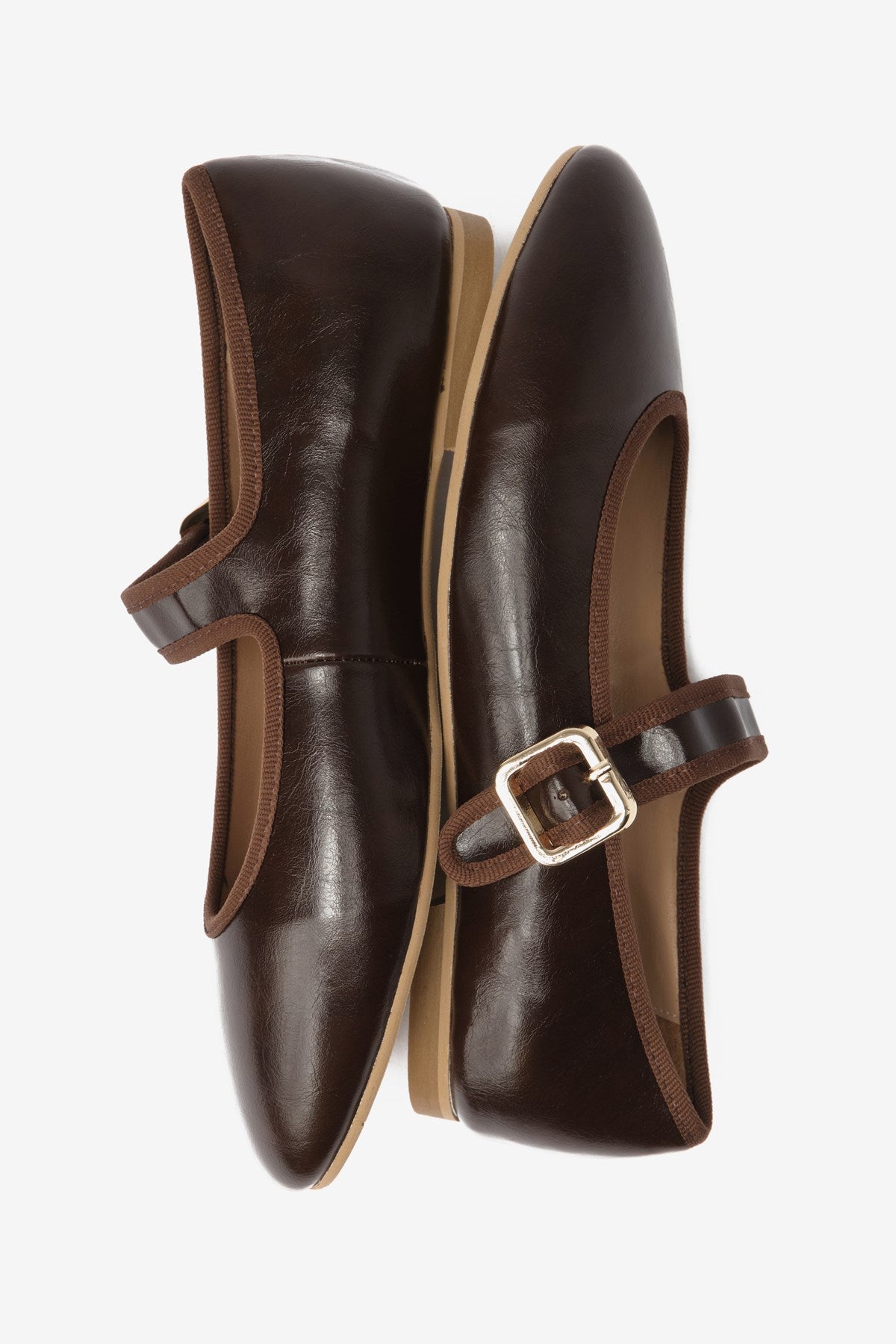 Mist Kahverengi Cilt Toka Detaylı Kalın Bantlı Kadın Babet