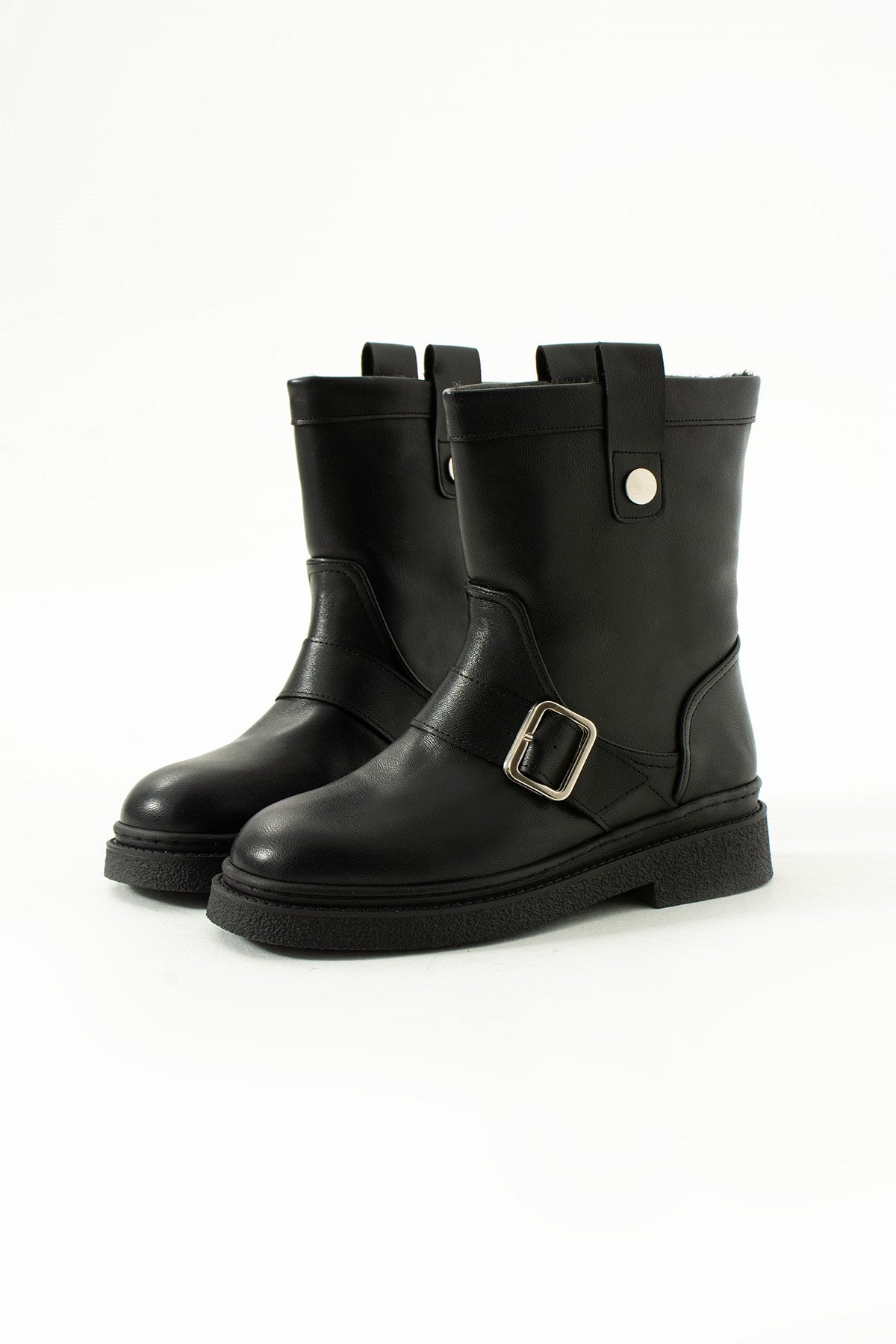 Juten Siyah Cilt İçi Peluş Kadın Bot