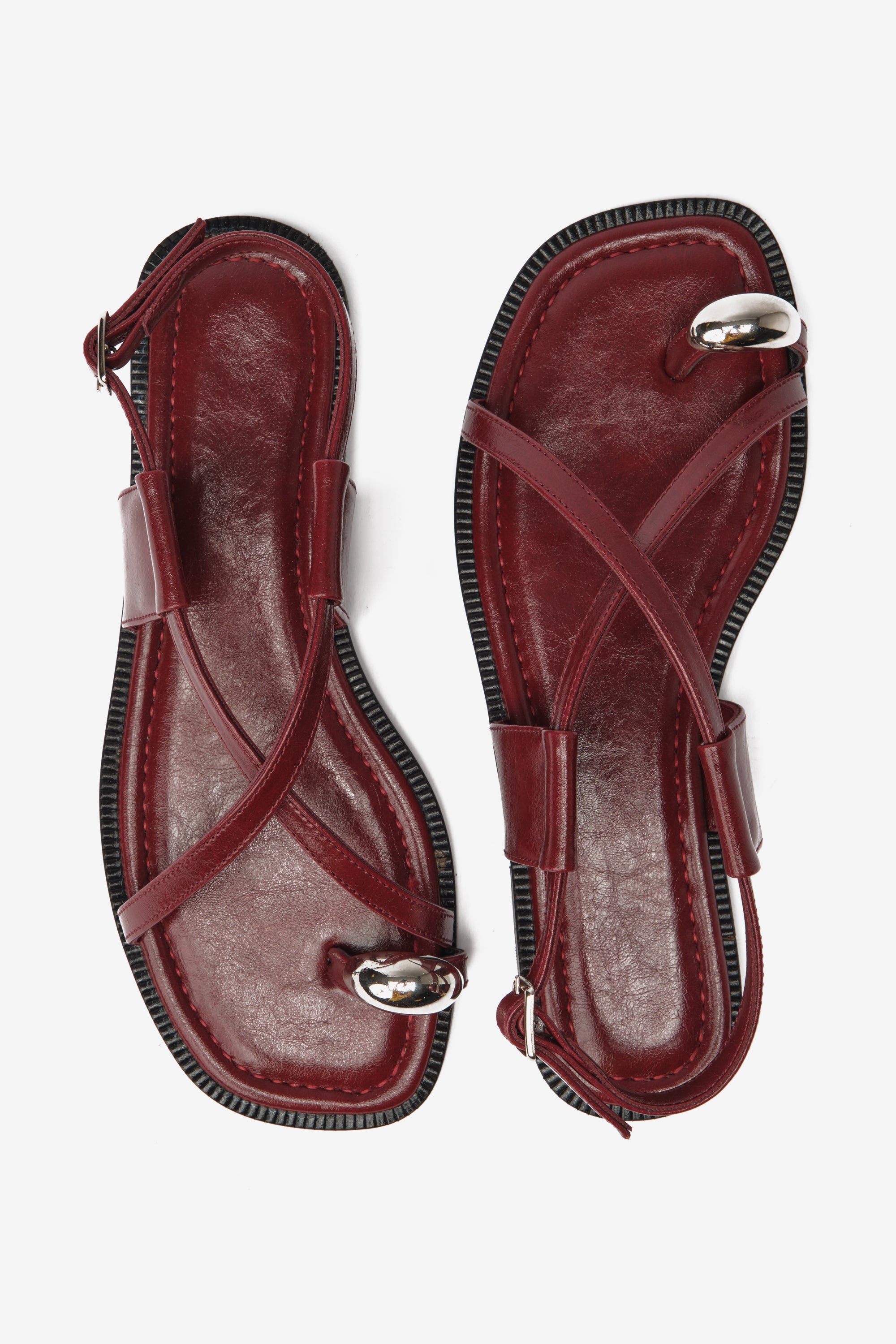 Bordo Rugan Parmak Arası Kadın Sandalet
