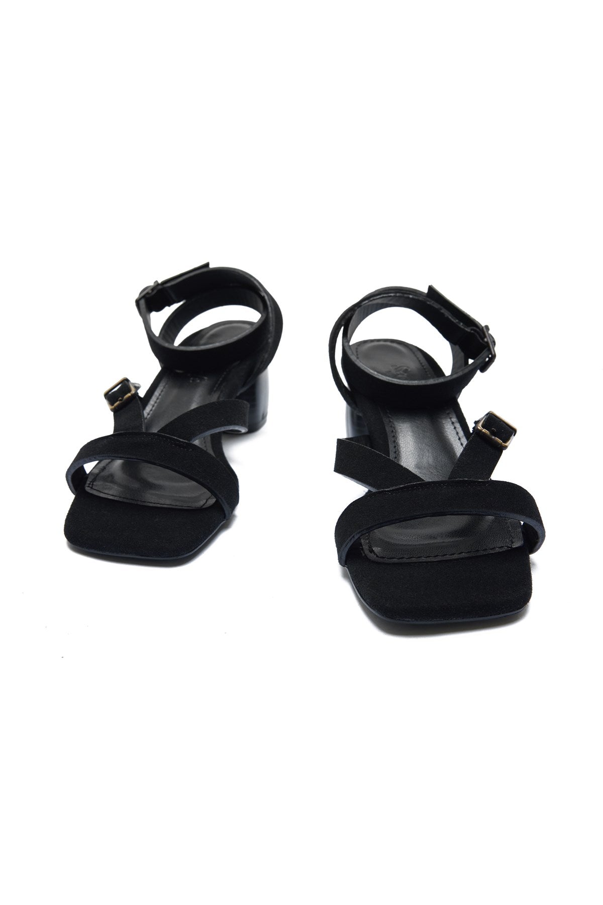 Florante Siyah Süet Bilek Bağ Detaylı Kadın Kalın Topuklu Ayakkabı