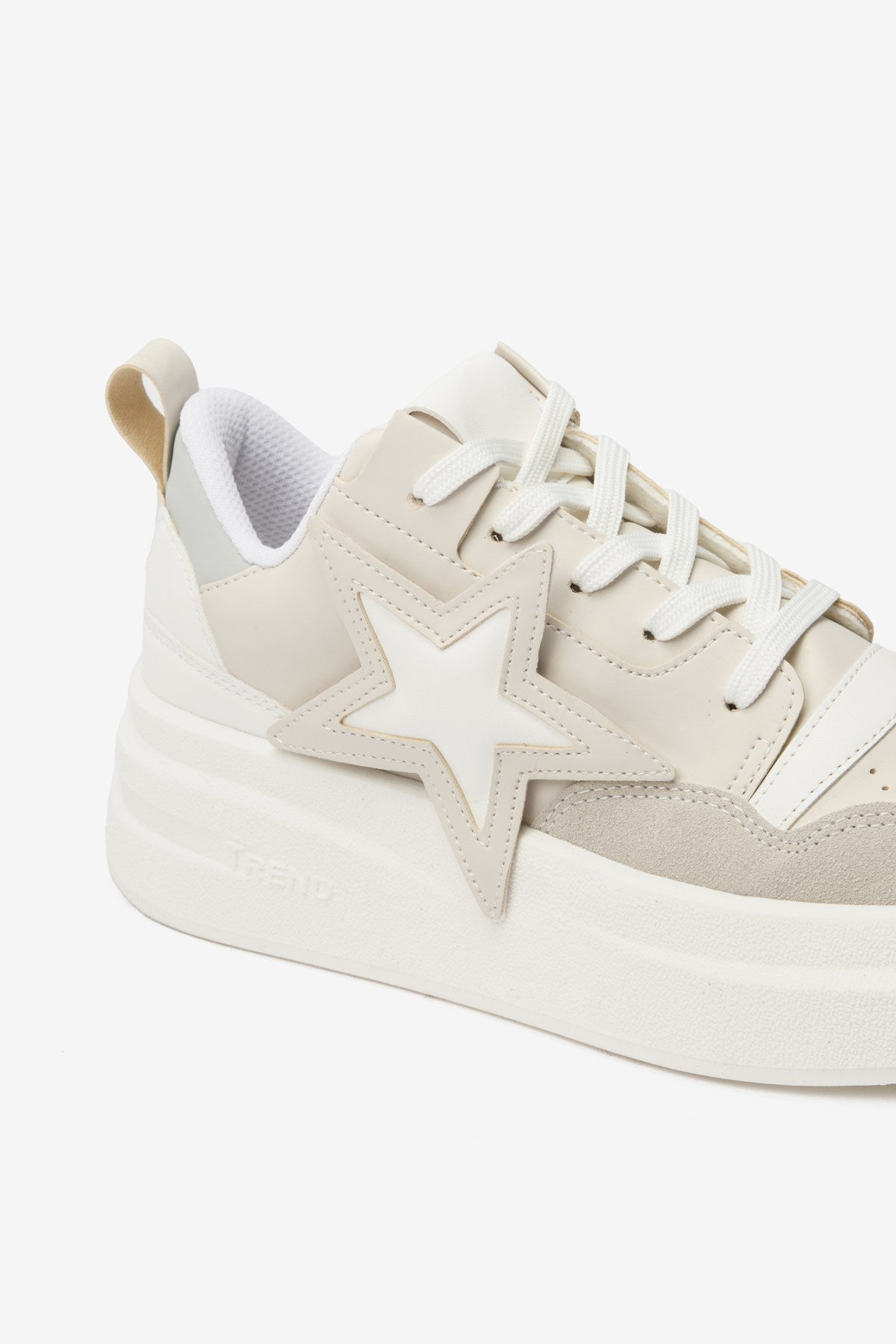 Bej Cilt Yıldız Desenli Kadın Spor Ayakkabı