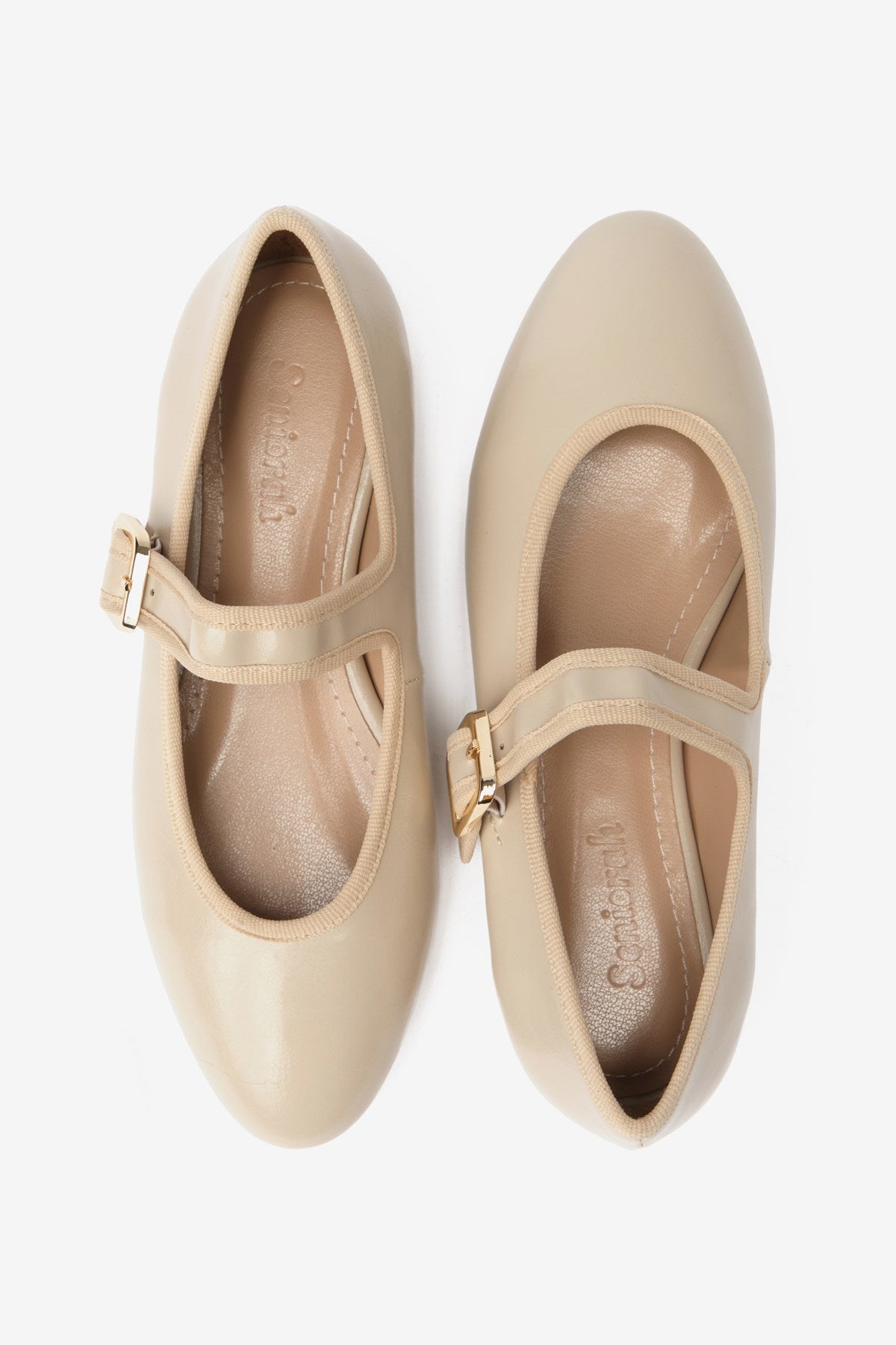 Mist Bej Cilt Toka Detaylı Kalın Bantlı Kadın Babet