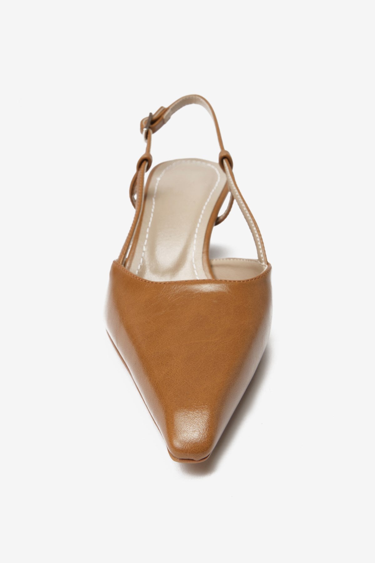 Taba Cilt Arkası Açık Kadın Topuklu Ayakkabı