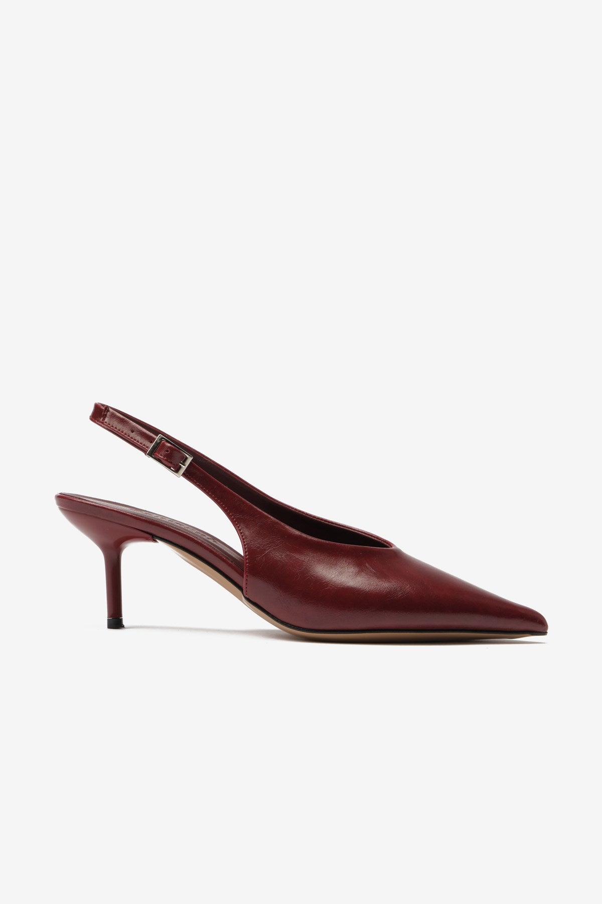Vexta Bordo Cilt Sivri Burun Arkası Açık Kadın Topuklu Ayakkabı