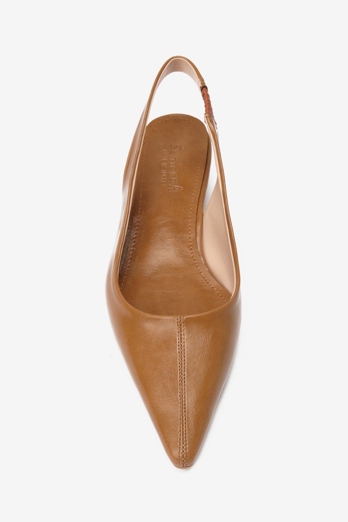 Taba Cilt Sivri Burun Kadın Topuklu Ayakkabı