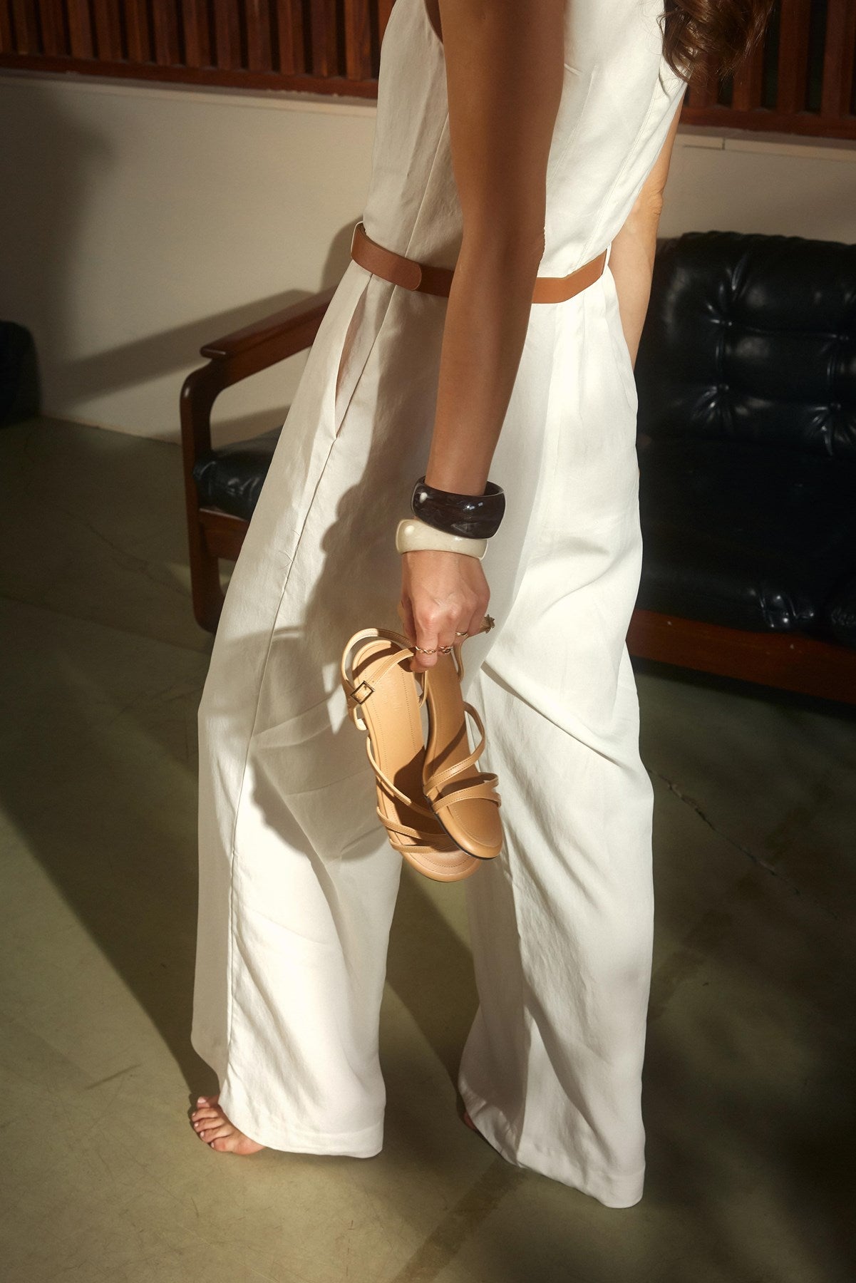 Nerissa Bej Cilt İnce Bantlı Kadın Topuklu Ayakkabı