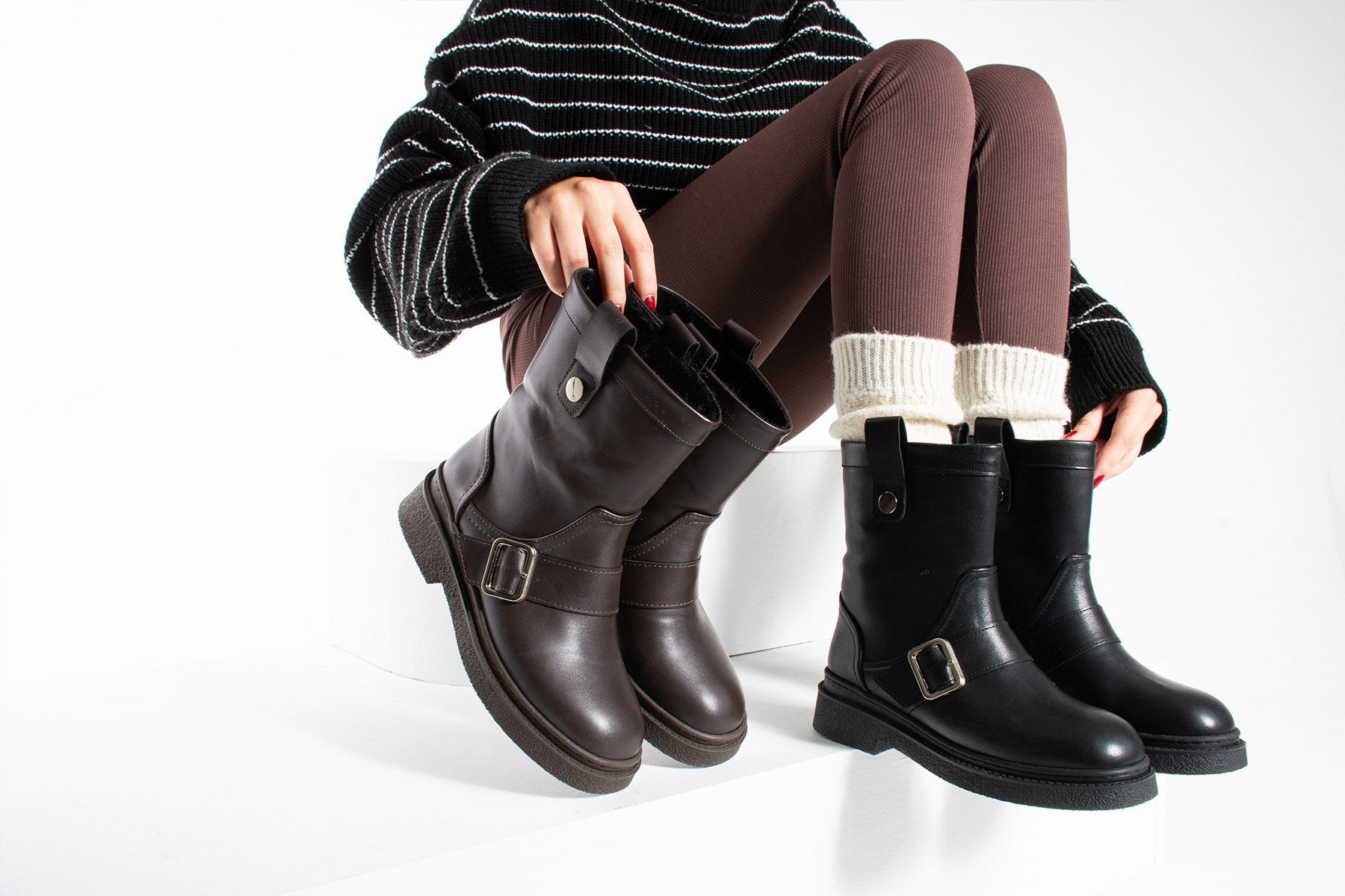 Juten Kahverengi Cilt İçi Peluş Kadın Bot