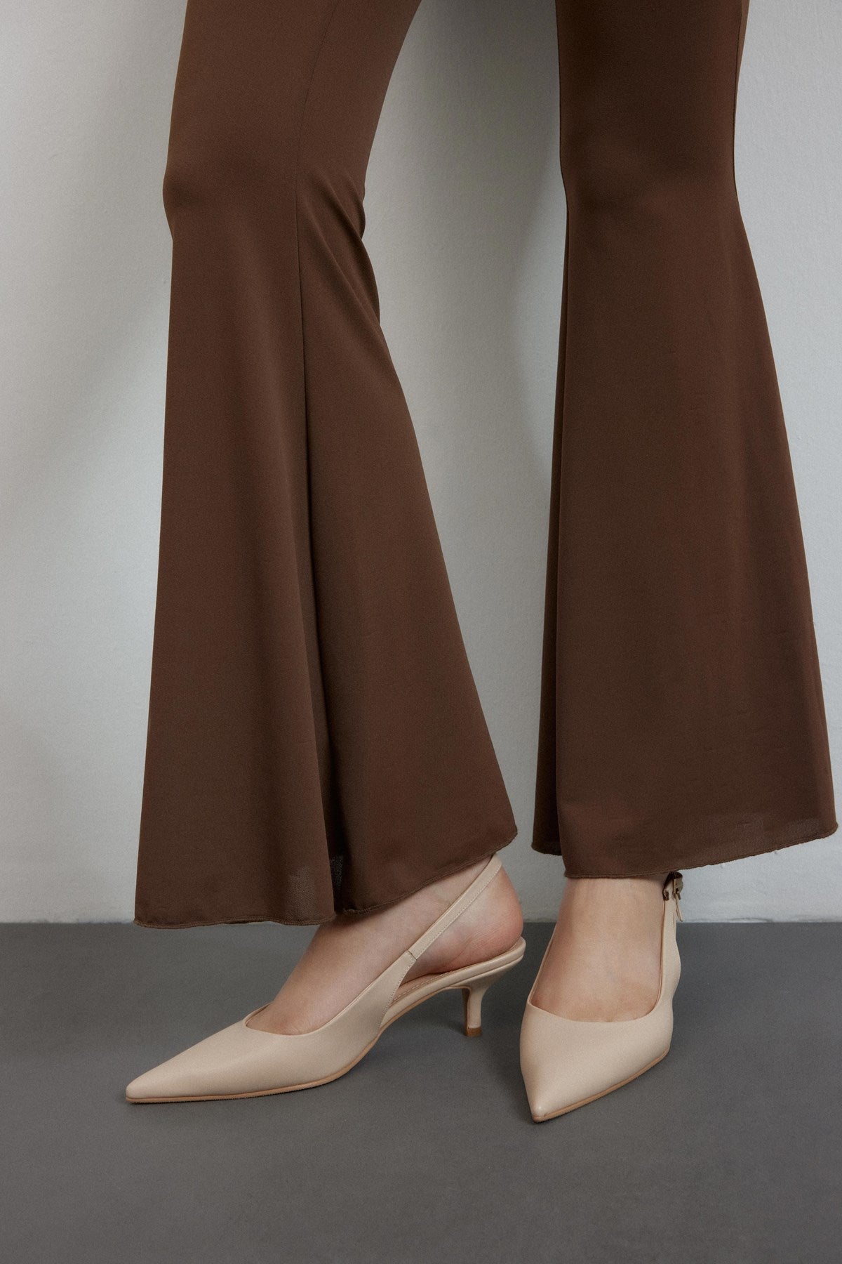 Bej Cilt Çift Tokalı Kadın Topuklu Ayakkabı