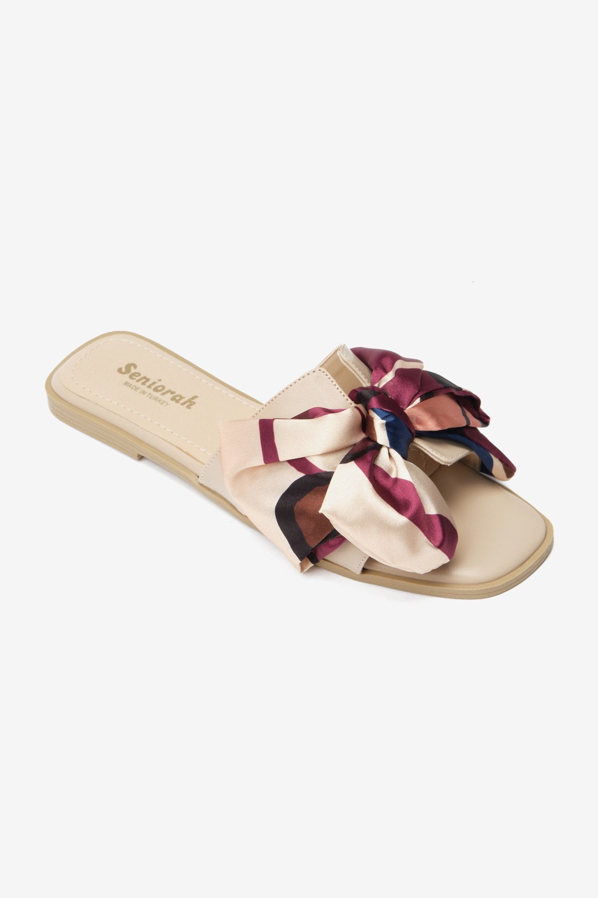 Sakkara Bej Cilt Fiyonk Detaylı Kadın Terlik