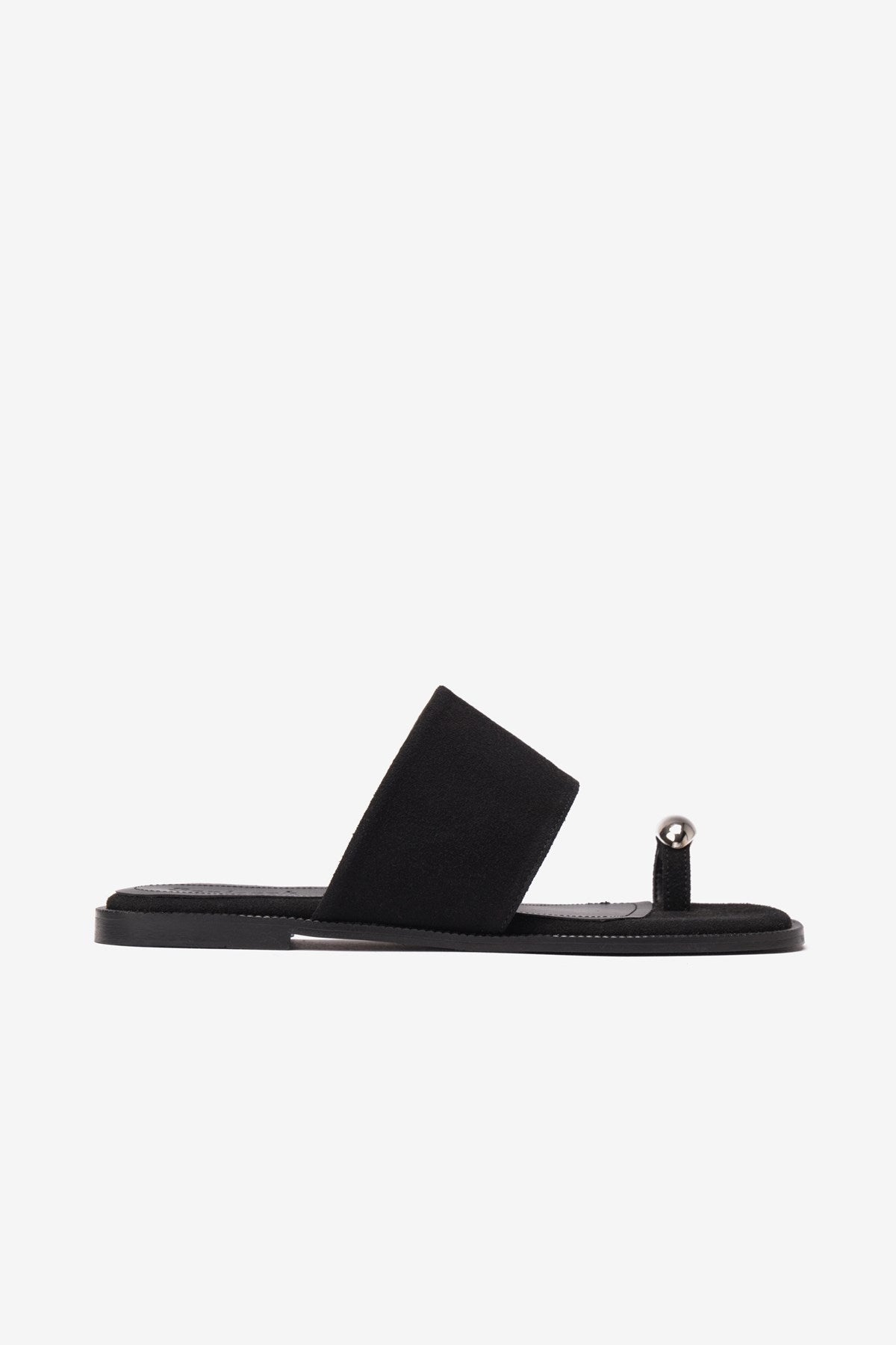 Breeze Siyah Süet Parmak Arası Kadın Terlik