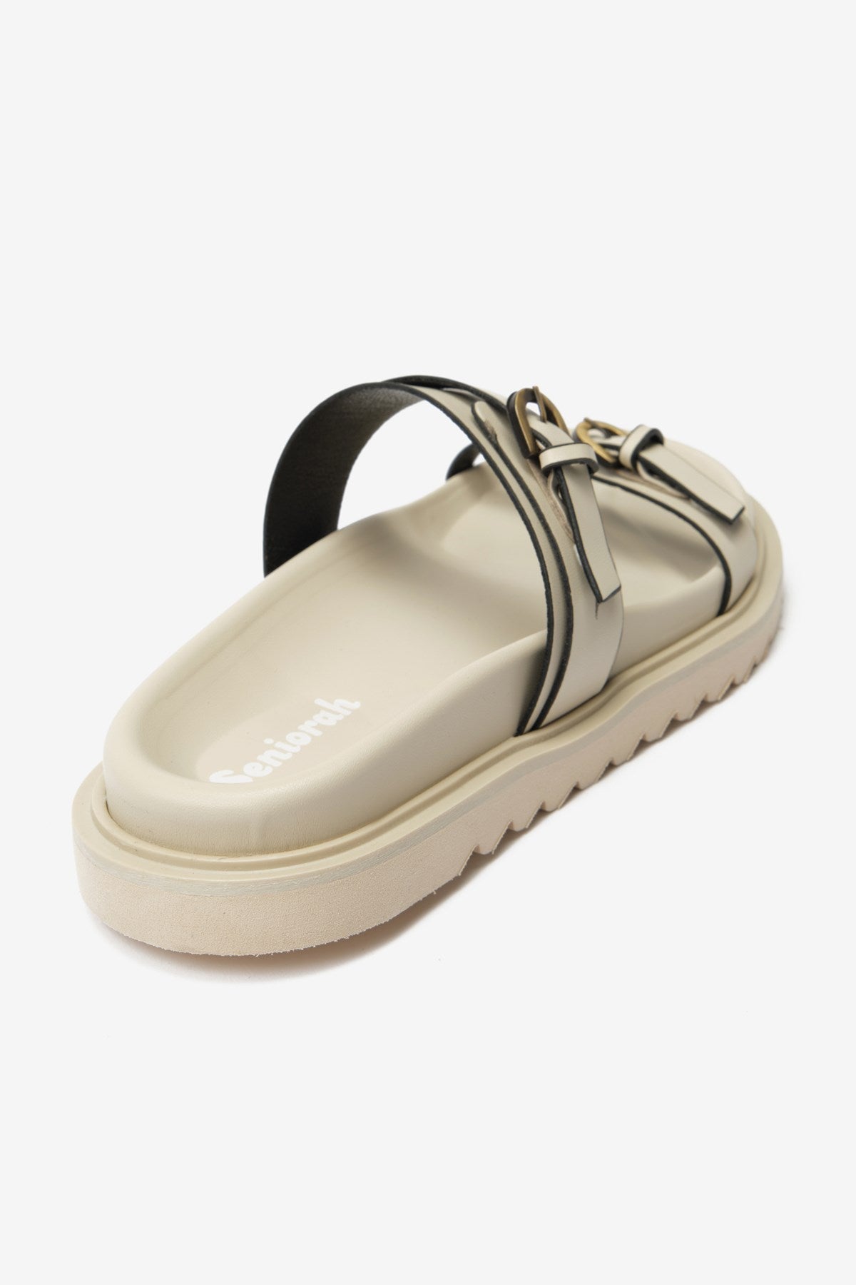 Twin Bej Cilt İnce Çift Bantlı Kadın Terlik