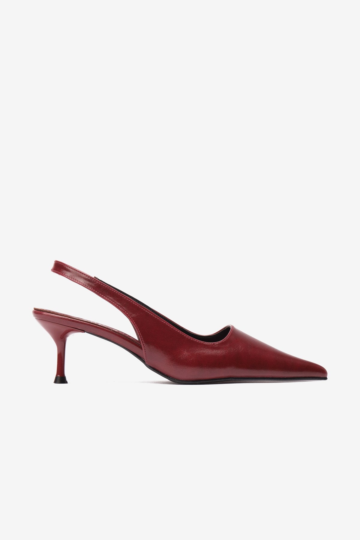 Noda Bordo Cilt Lastik Detaylı Kadın Topuklu Ayakkabı