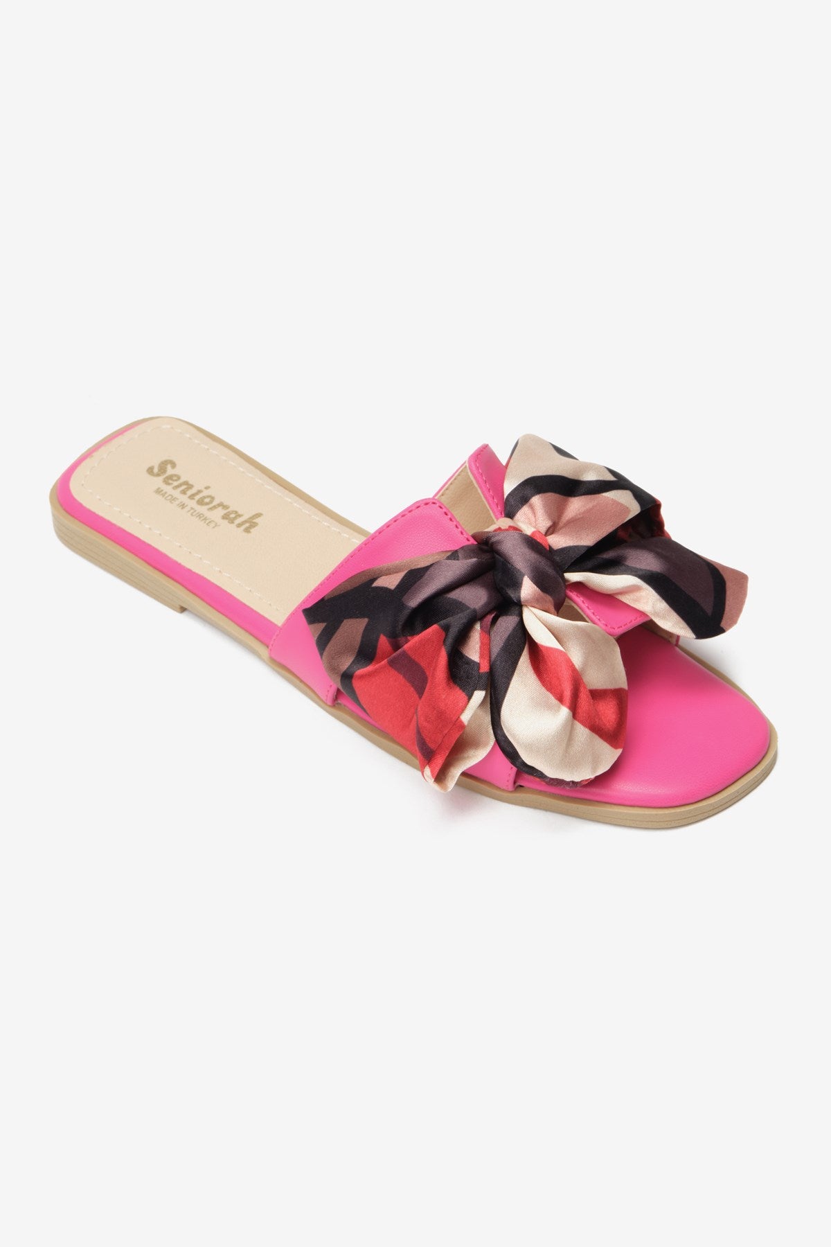 Sakkara Fuşya Cilt Fiyonk Detaylı Kadın Terlik