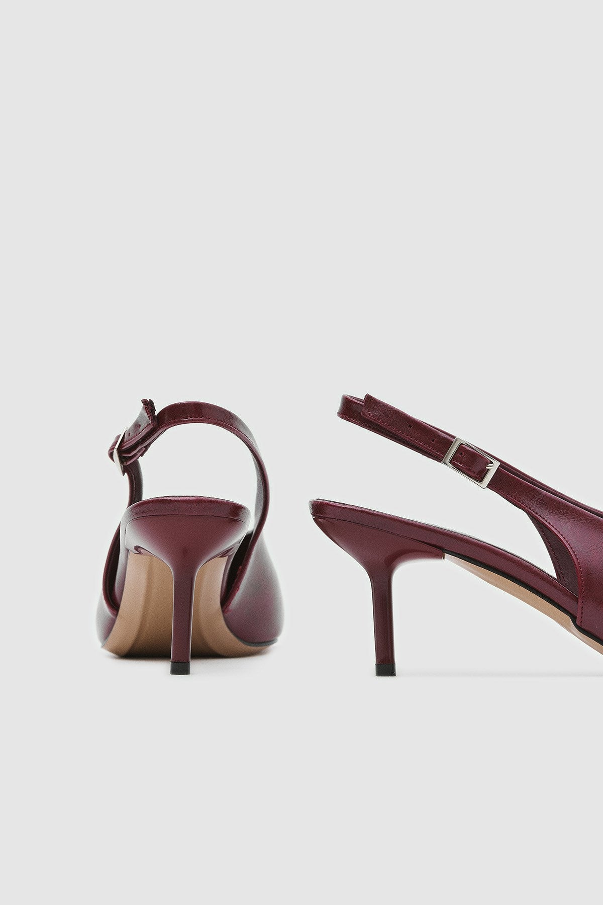 Vexta Bordo Cilt Sivri Burun Arkası Açık Kadın Topuklu Ayakkabı