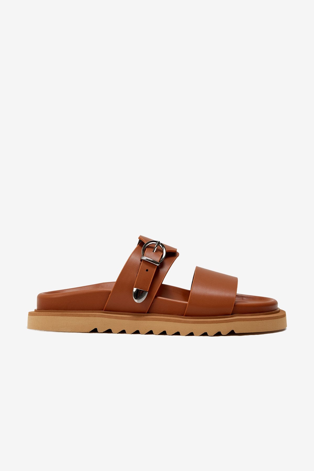 Softra Taba Cilt Kalın Bantlı Tek Toka Detaylı Kadın Terlik