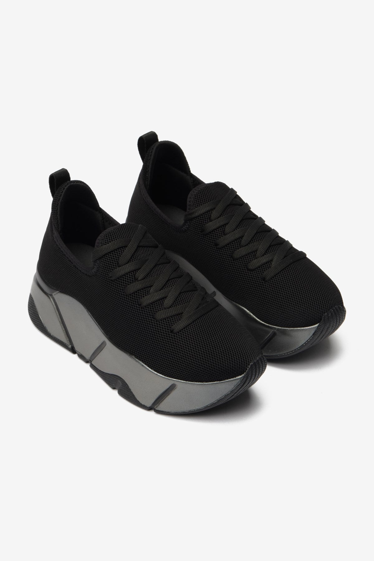 İrene Siyah-Platin Streç File Kadın Spor Ayakkabı