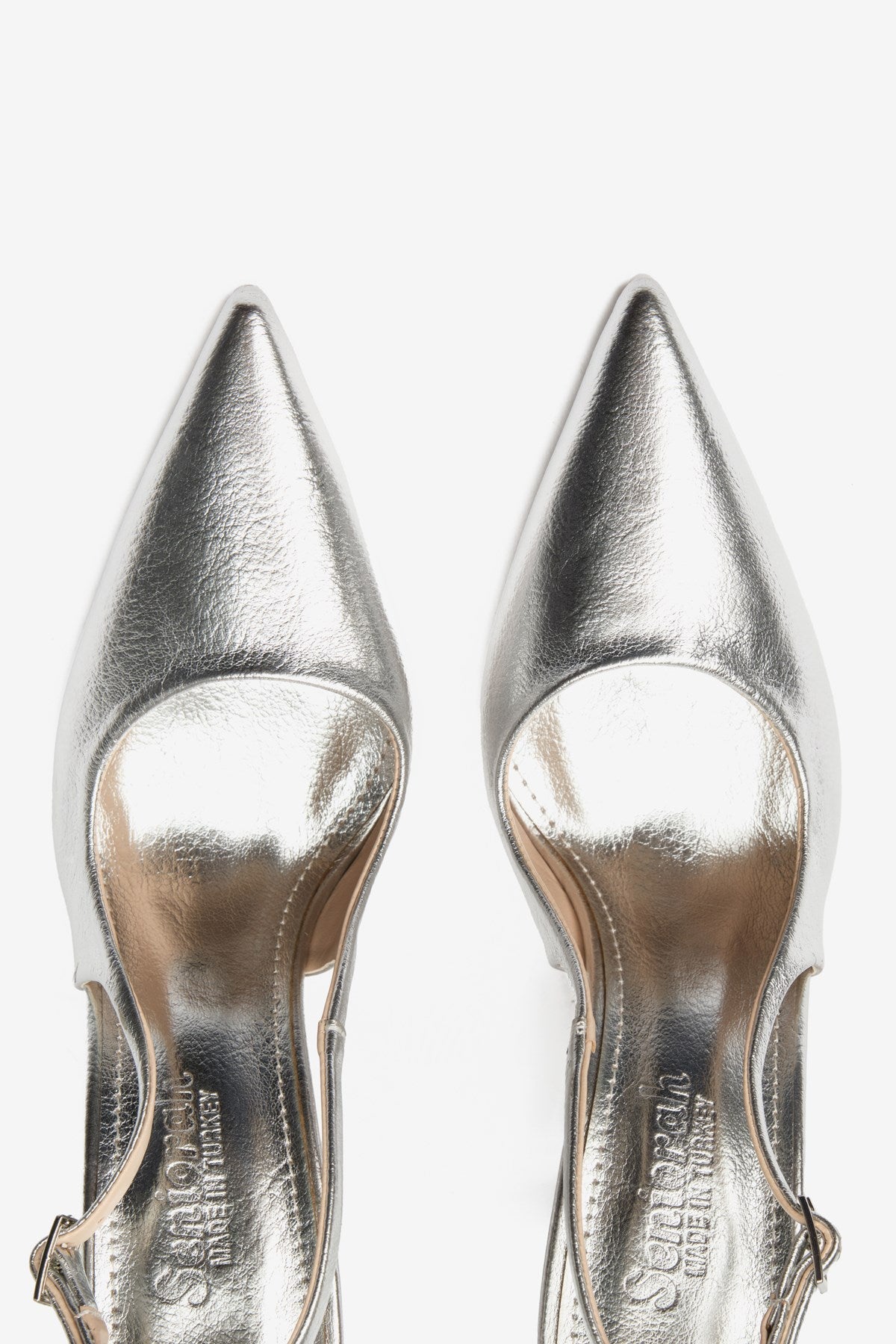 Gümüş Metalik-Cilt Bilek Bağlı Kadın Topuklu Ayakkabı