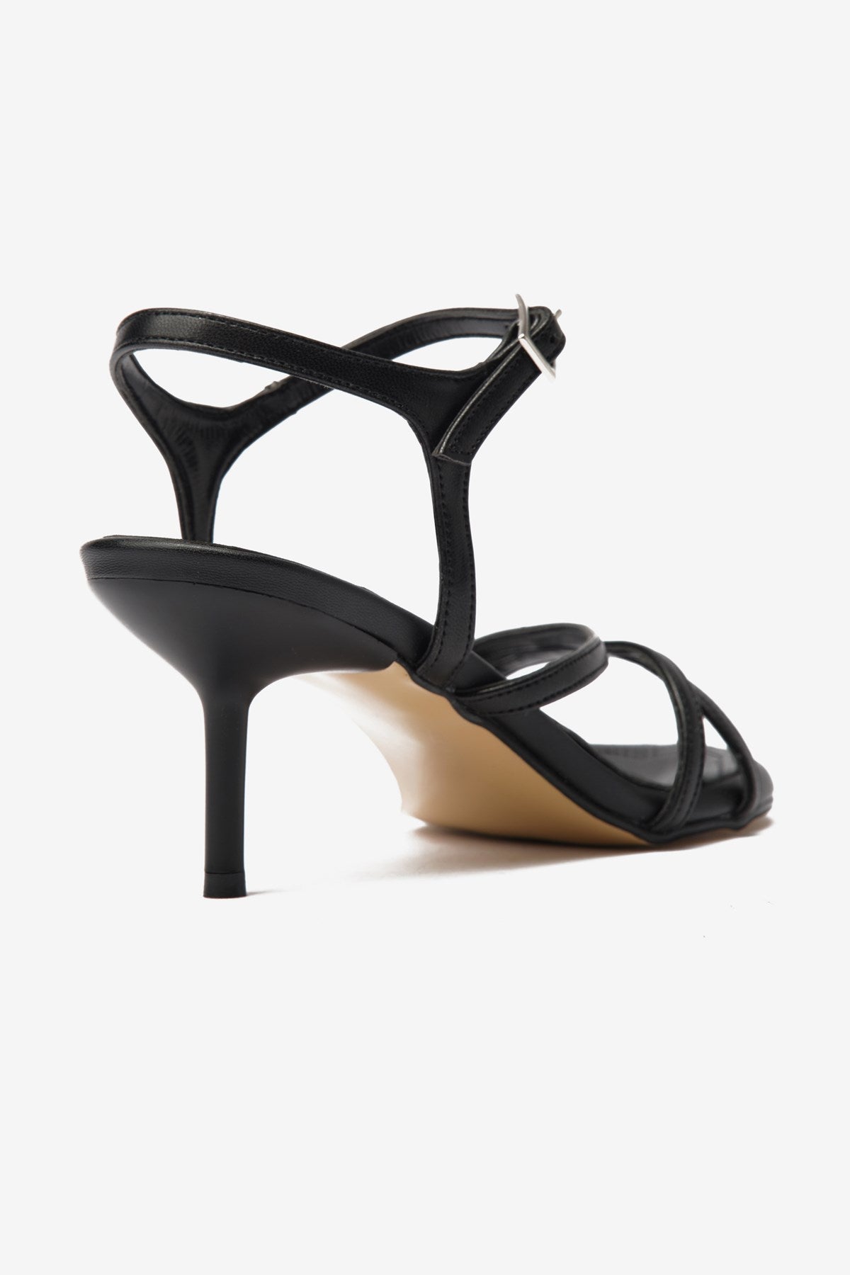 Nerissa Siyah Cilt İnce Bantlı Kadın Topuklu Ayakkabı