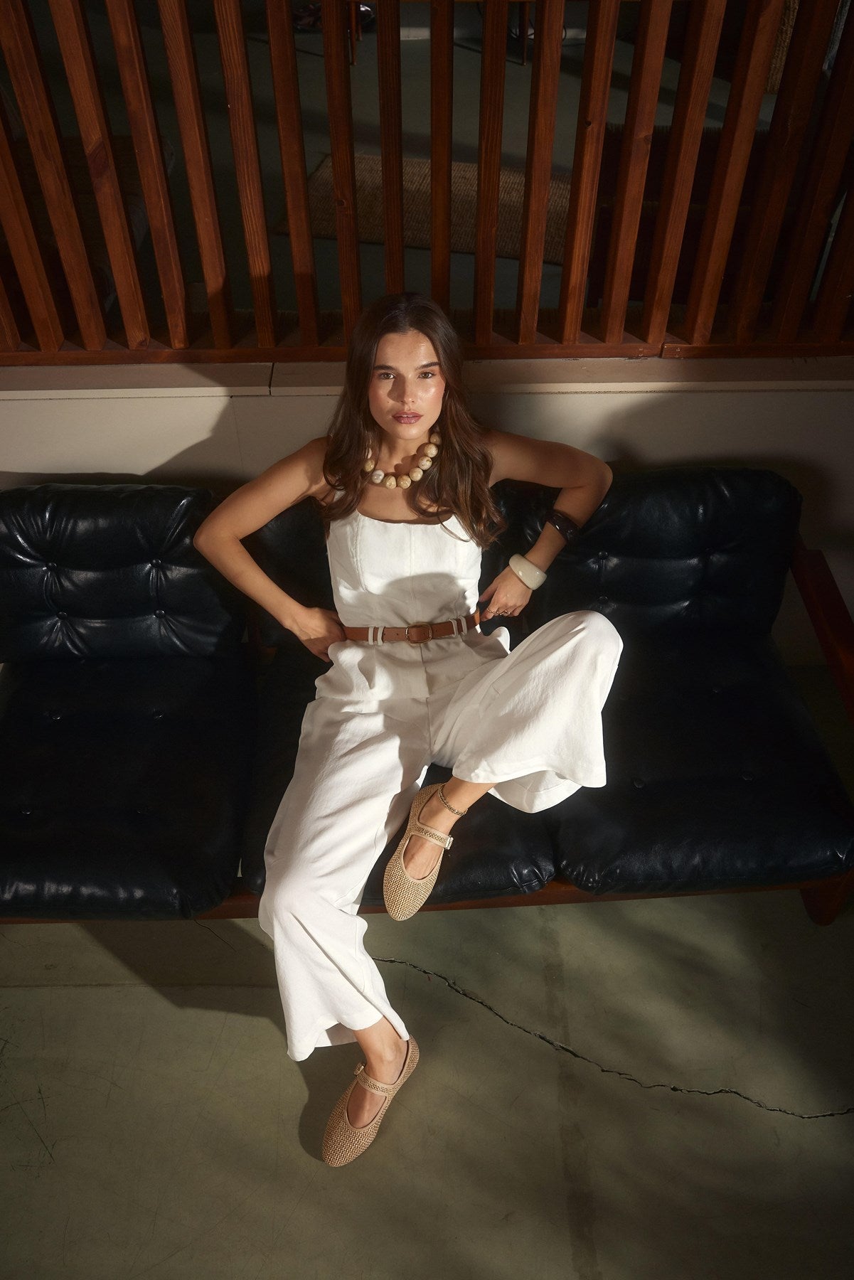 Mist Bej Hasır Toka Detaylı Kalın Bantlı Kadın Babet