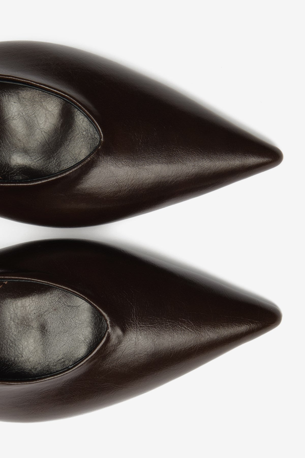 Vexta Kahverengi Cilt Sivri Burun Arkası Açık Kadın Topuklu Ayakkabı