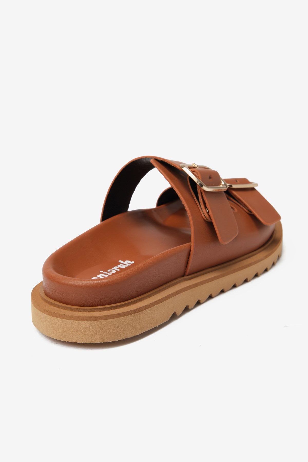 Taba Cilt Çift Kalın Bantlı Kadın Terlik