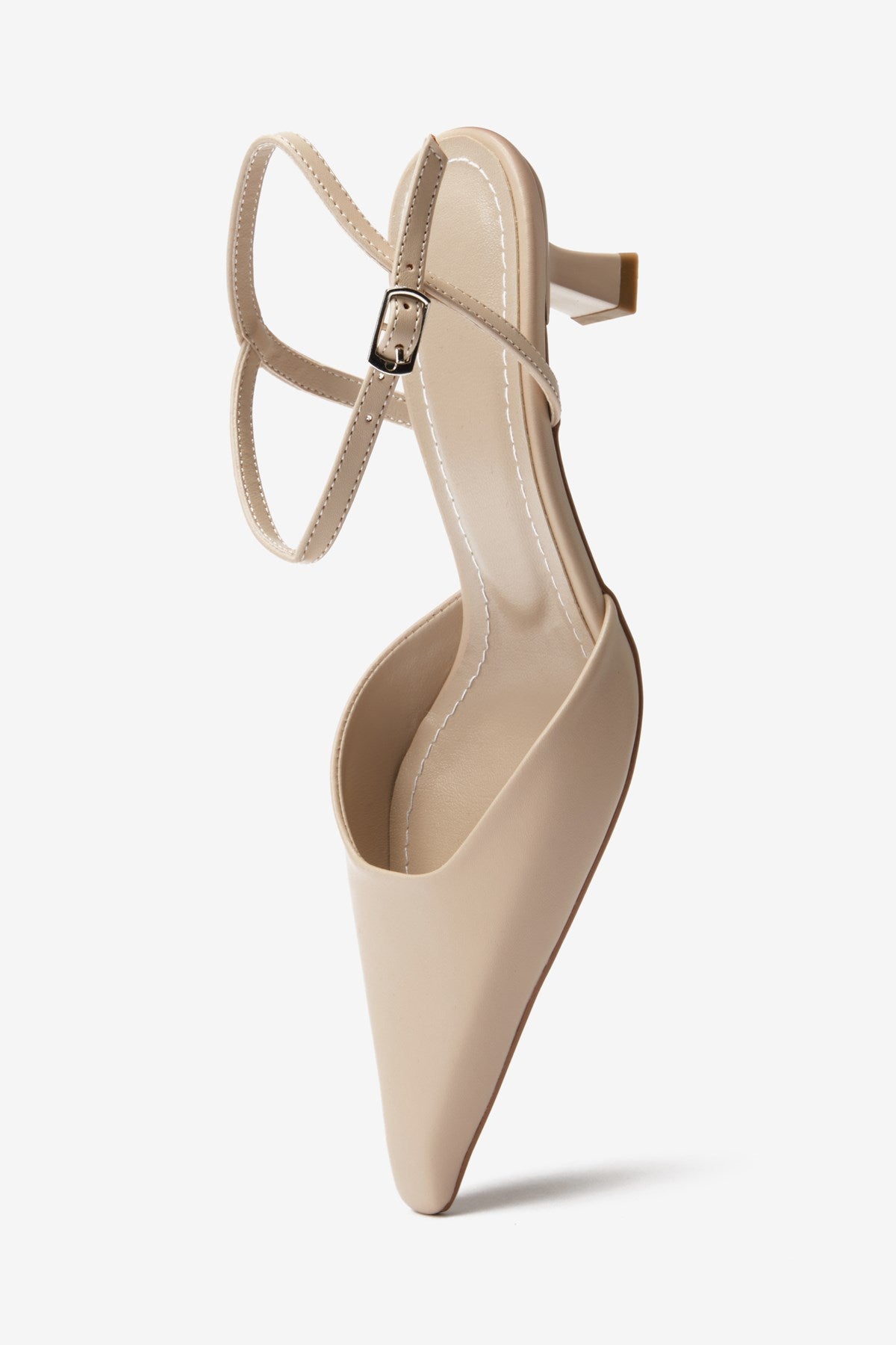 Bej Cilt Bilek Bağlı Kadın Topuklu Ayakkabı