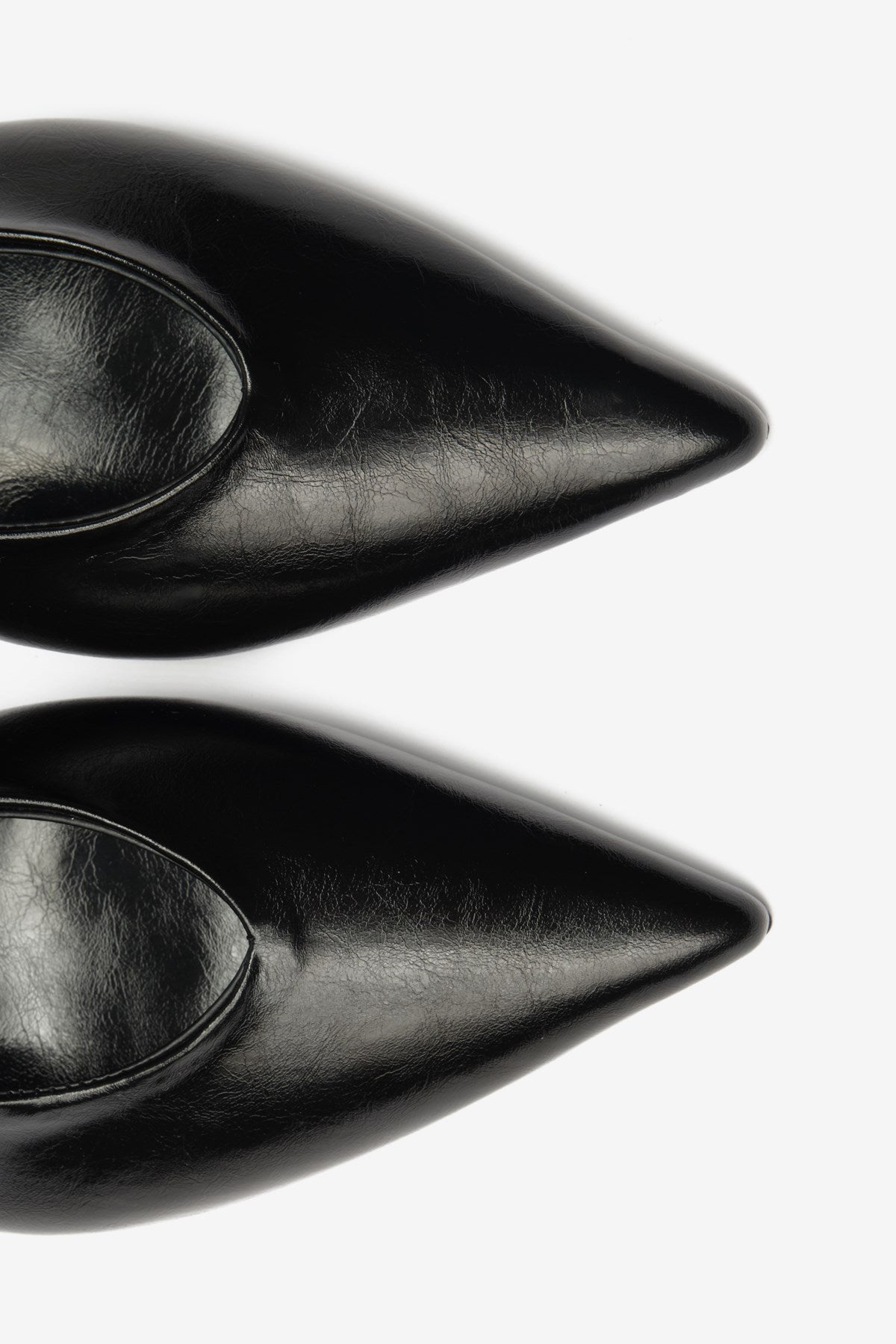 Vexta Siyah Cilt Sivri Burun Arkası Açık Kadın Topuklu Ayakkabı