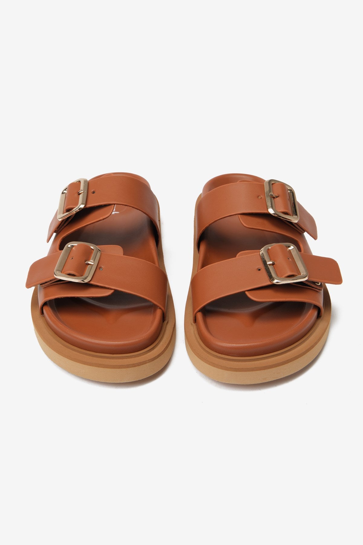 Duo Taba Cilt Çift Kalın Bantlı Kadın Terlik