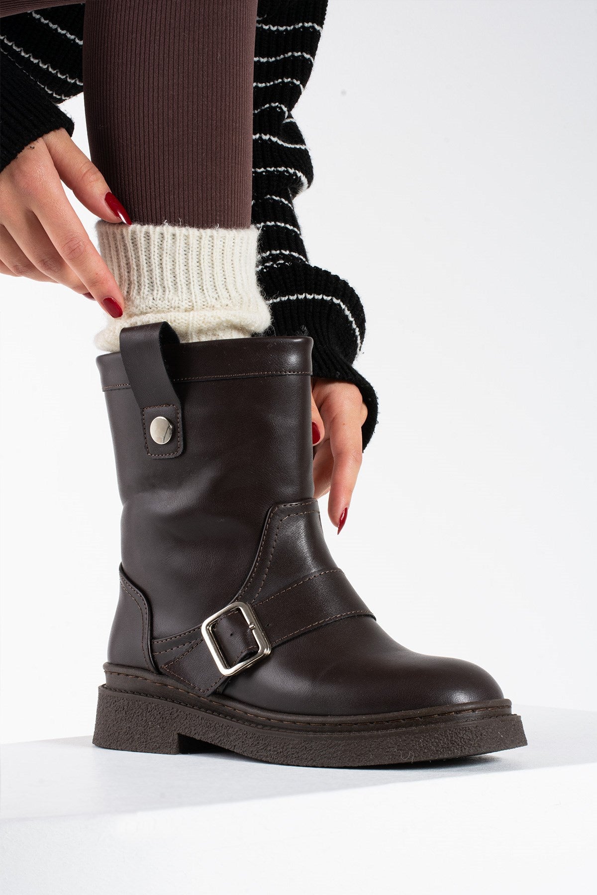 Juten Kahverengi Cilt İçi Peluş Kadın Bot