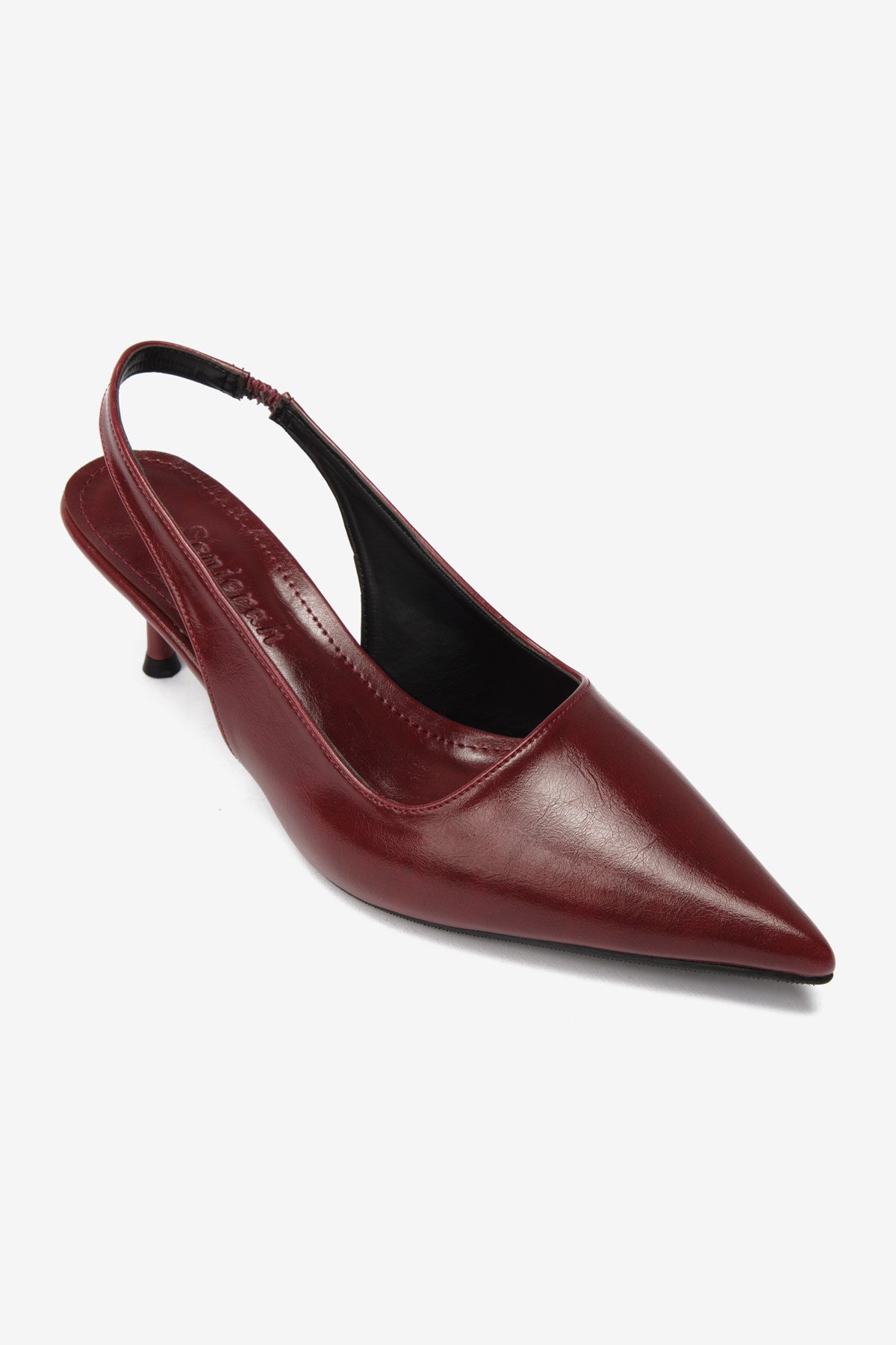 Noda Bordo Cilt Lastik Detaylı Kadın Topuklu Ayakkabı