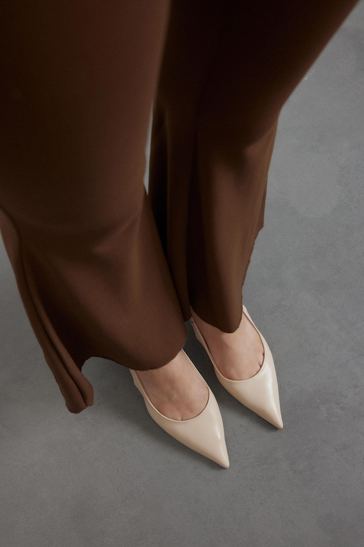 Bej Cilt Çift Tokalı Kadın Topuklu Ayakkabı