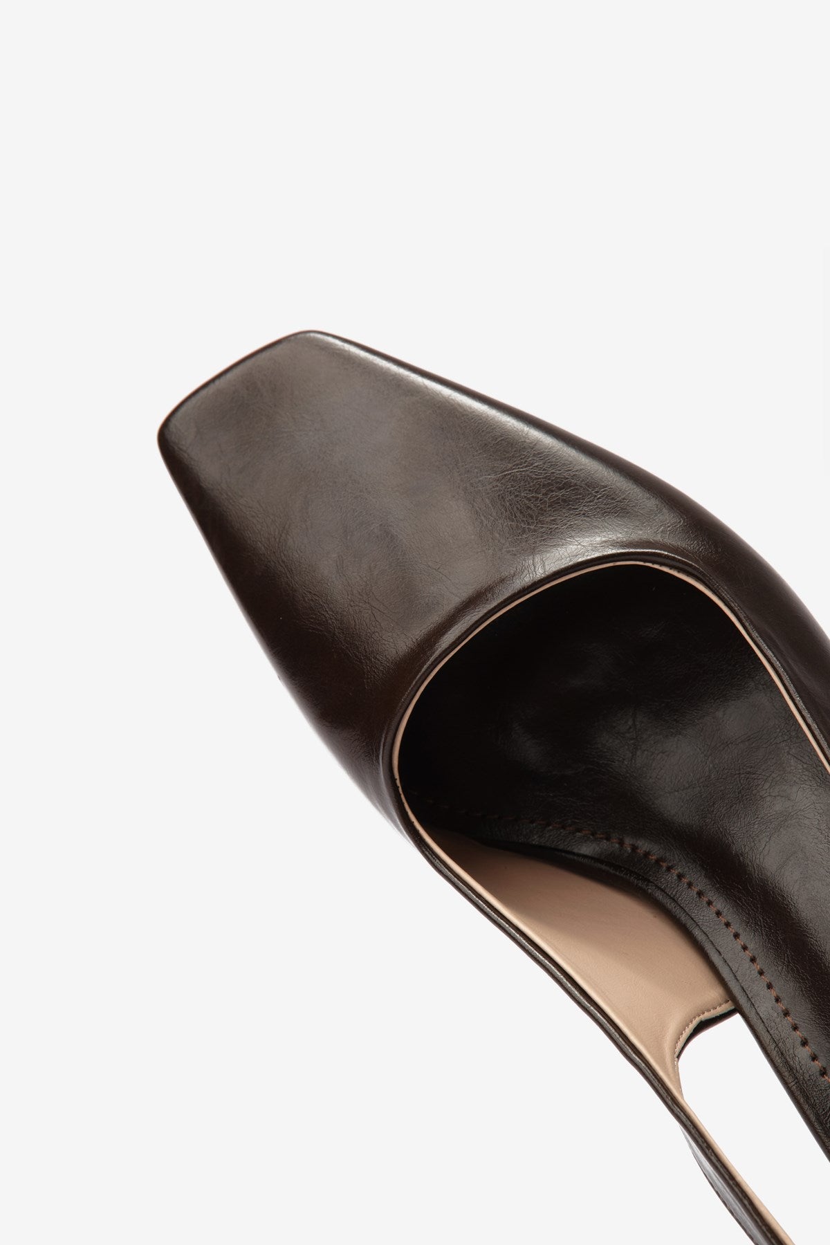 Kahverengi Cilt Küt Burun Kadın Topuklu Ayakkabı