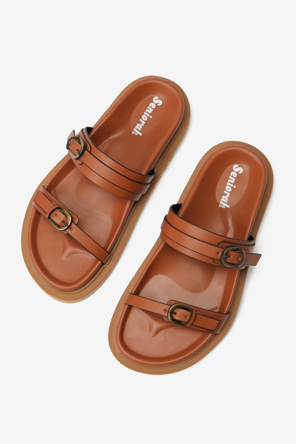 Twin Taba Cilt İnce Çift Bantlı Kadın Terlik