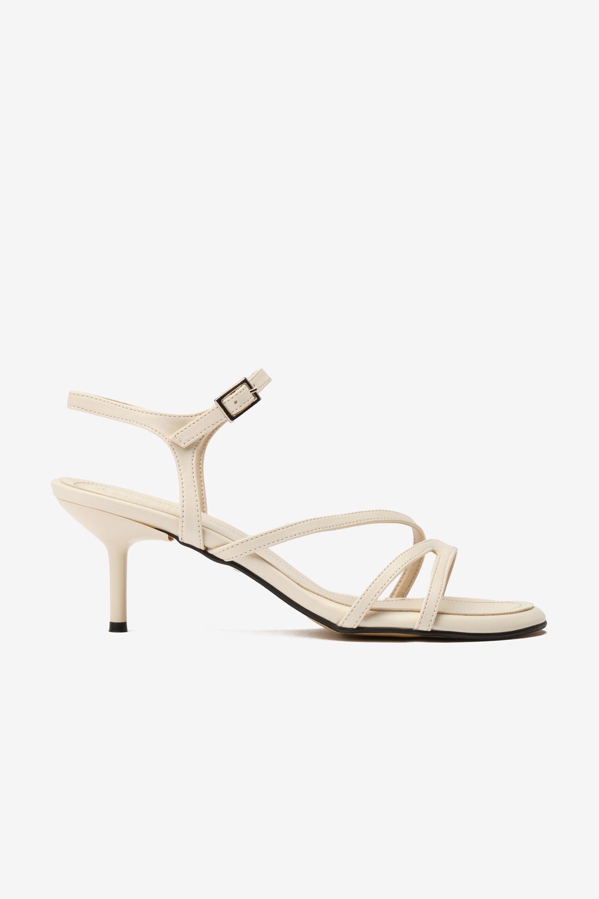 Nerissa Krem Cilt İnce Bantlı Kadın Topuklu Ayakkabı