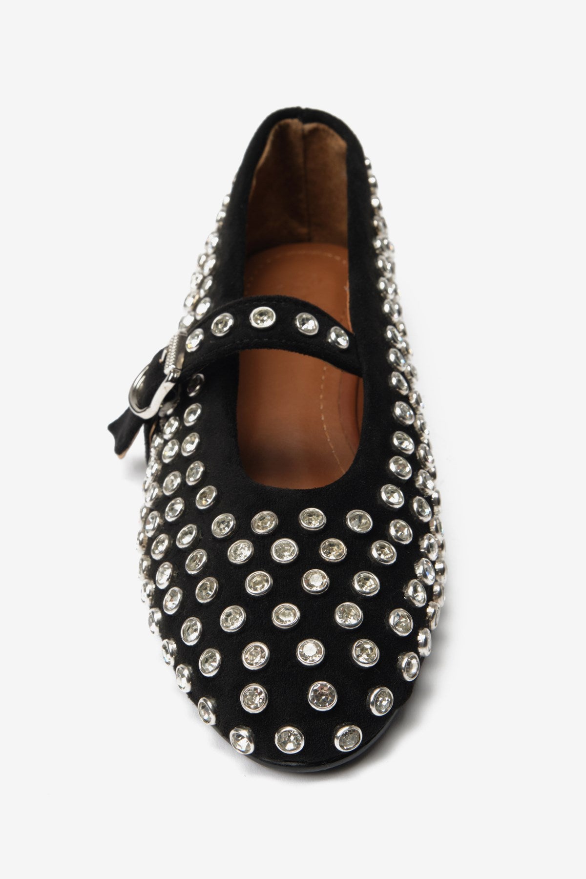 Siyah Süet Toka Detaylı Taşlı Kadın Babet