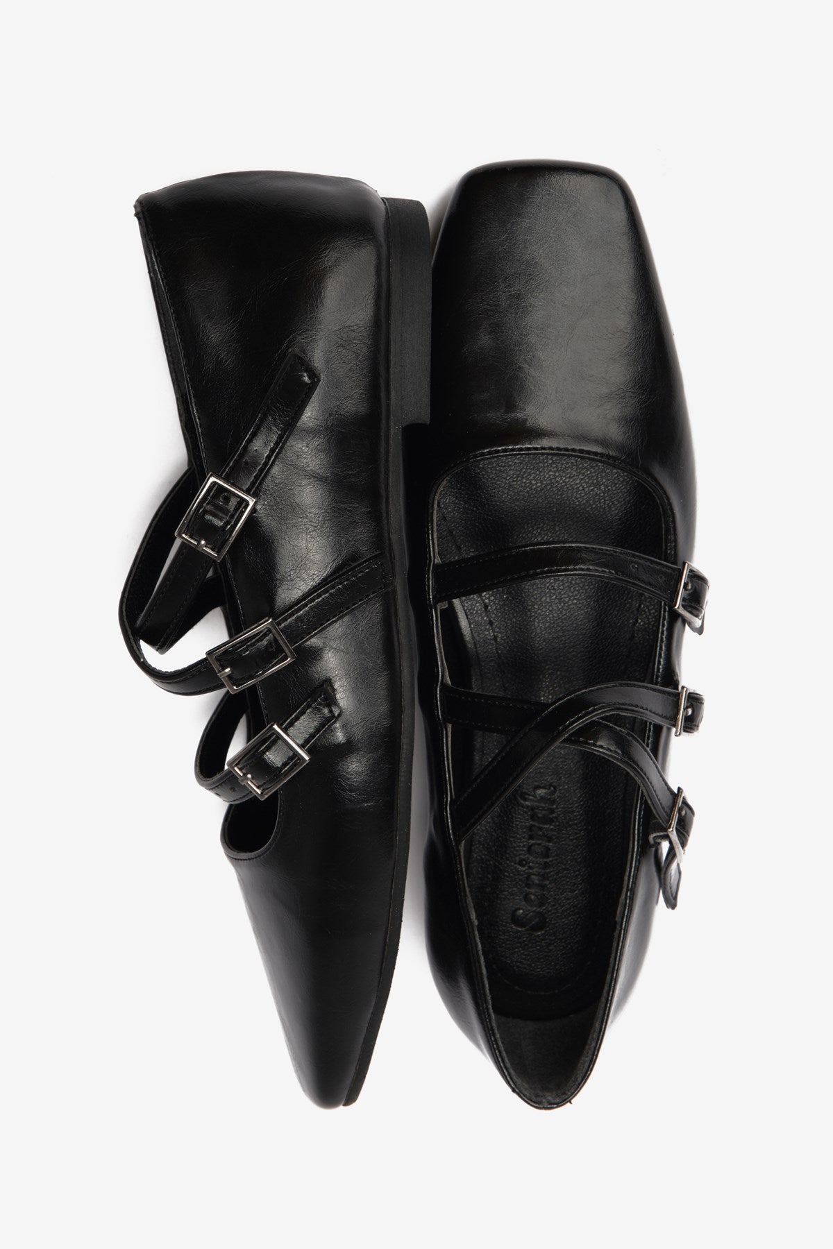 Siyah Cilt Küt Burun Üç Bantlı Kadın Babet