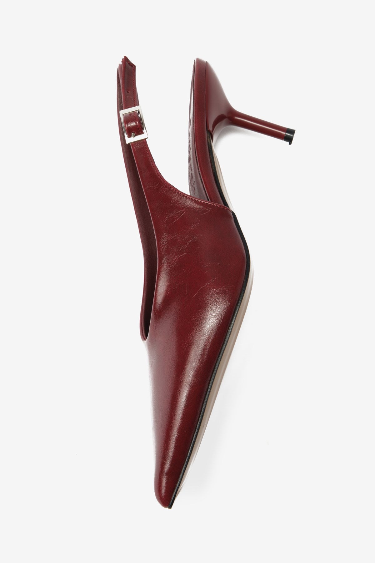 Vexta Bordo Cilt Sivri Burun Arkası Açık Kadın Topuklu Ayakkabı