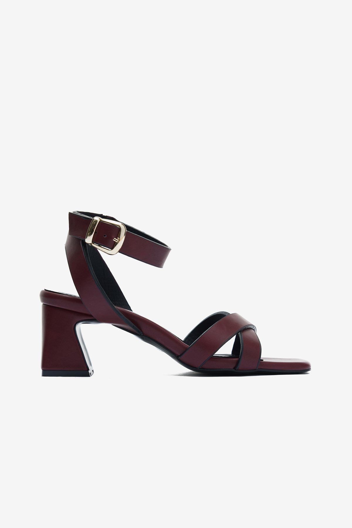 Miraluna Bordo Cilt Bilek Toka Detaylı Kadın Kalın Topuklu Ayakkabı