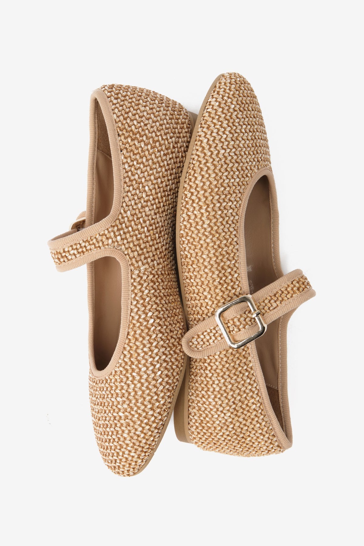 Mist Bej Hasır Toka Detaylı Kalın Bantlı Kadın Babet