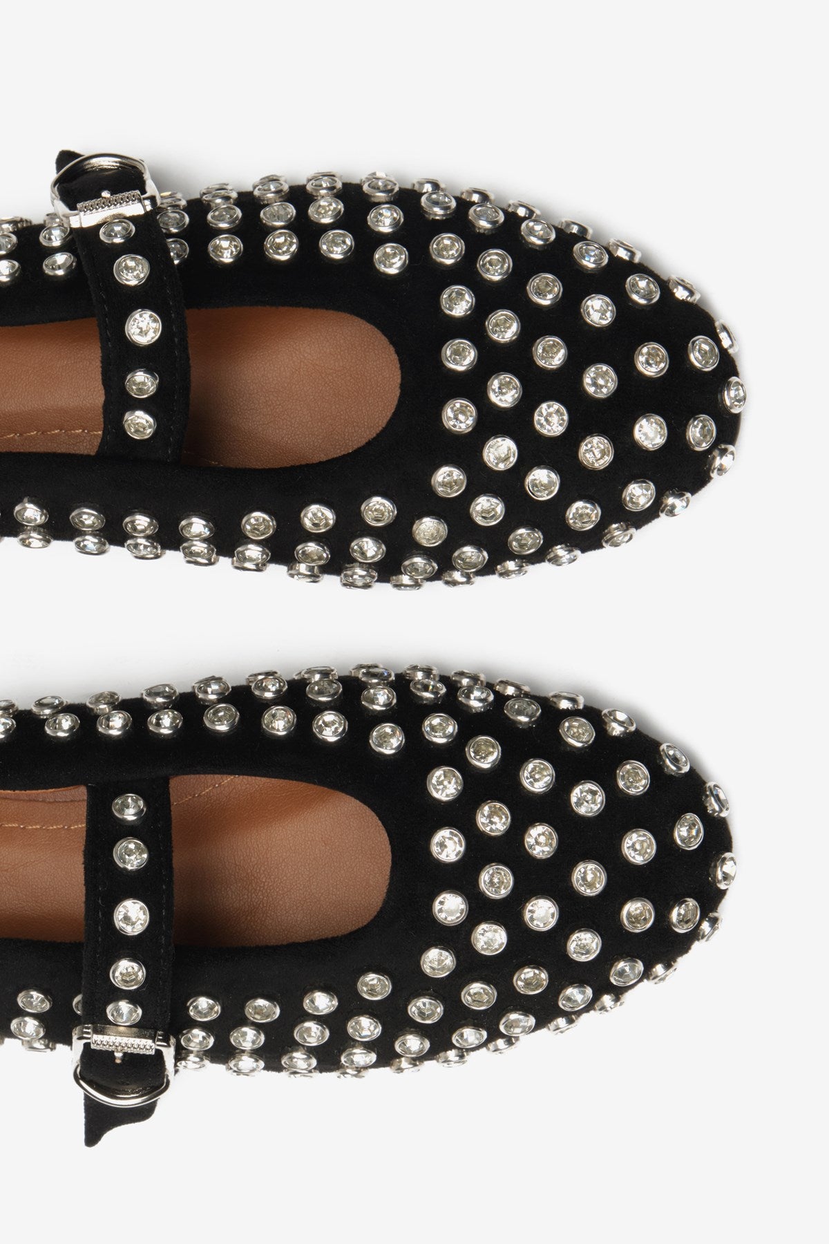 Siyah Süet Toka Detaylı Taşlı Kadın Babet