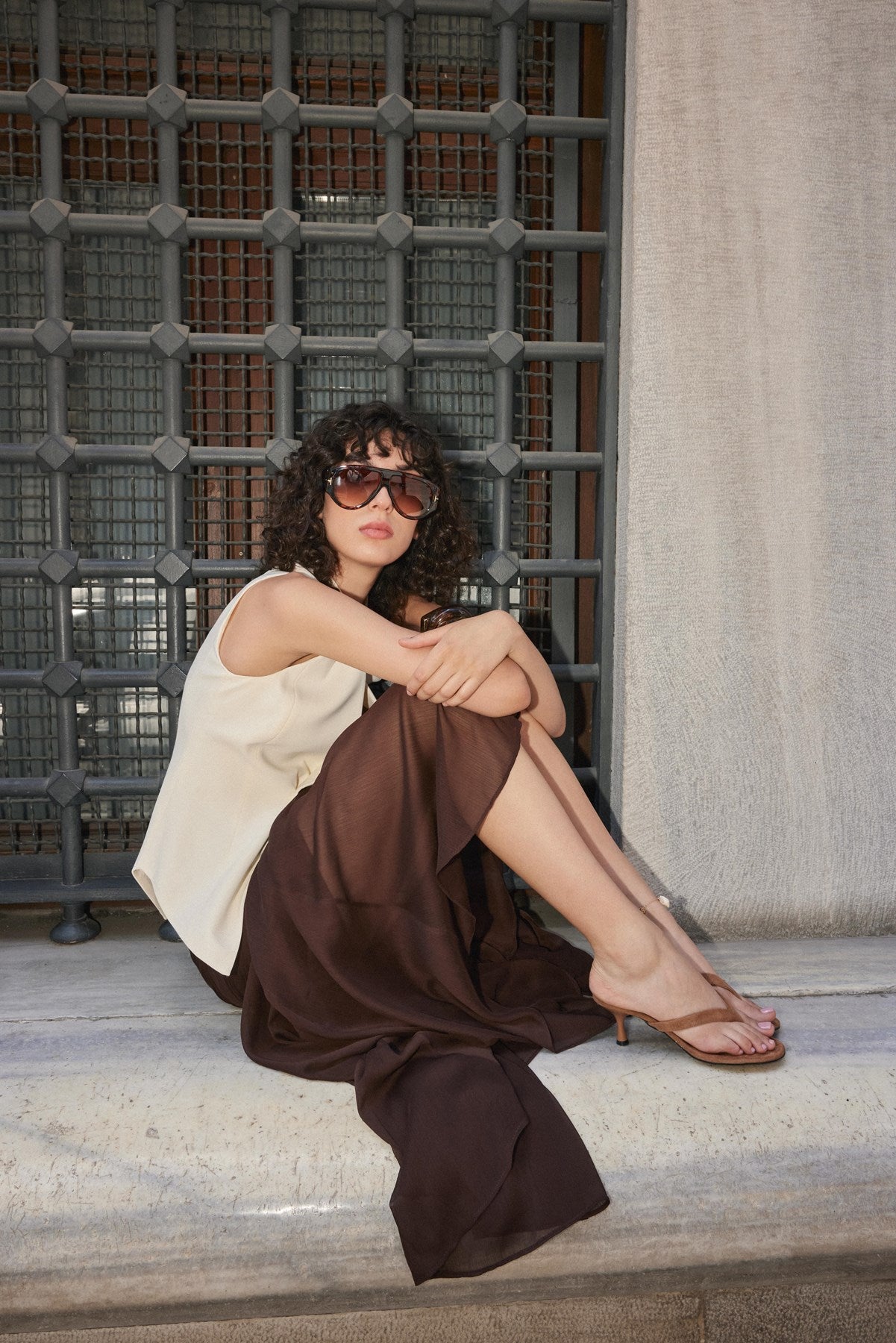 Oria Taba Süet Parmak Arası Topuklu Kadın Terlik