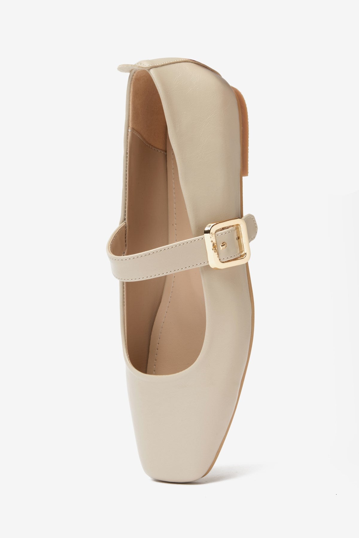 Bej Rugan Toka Detaylı Küt Burun Kadın Babet