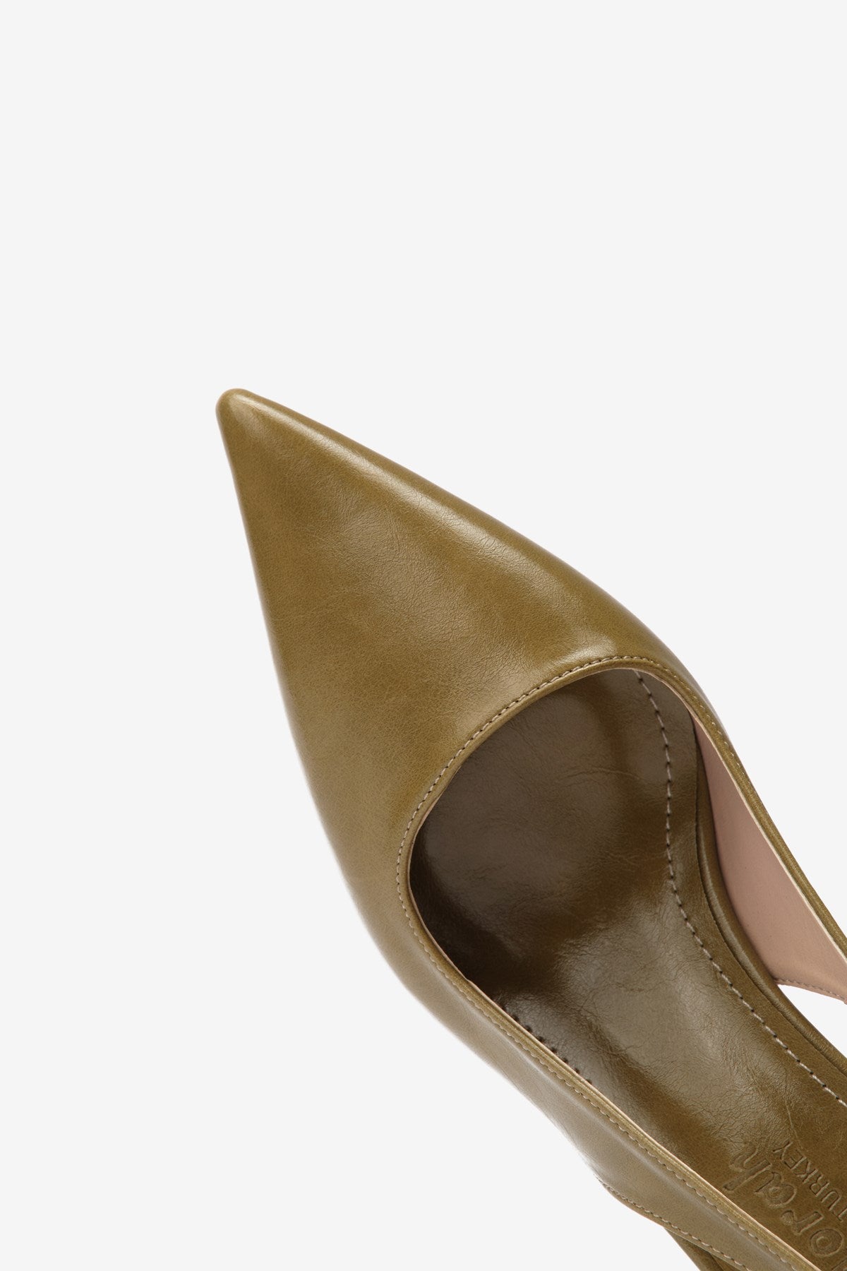 Noda Haki Cilt Lastik Detaylı Kadın Topuklu Ayakkabı