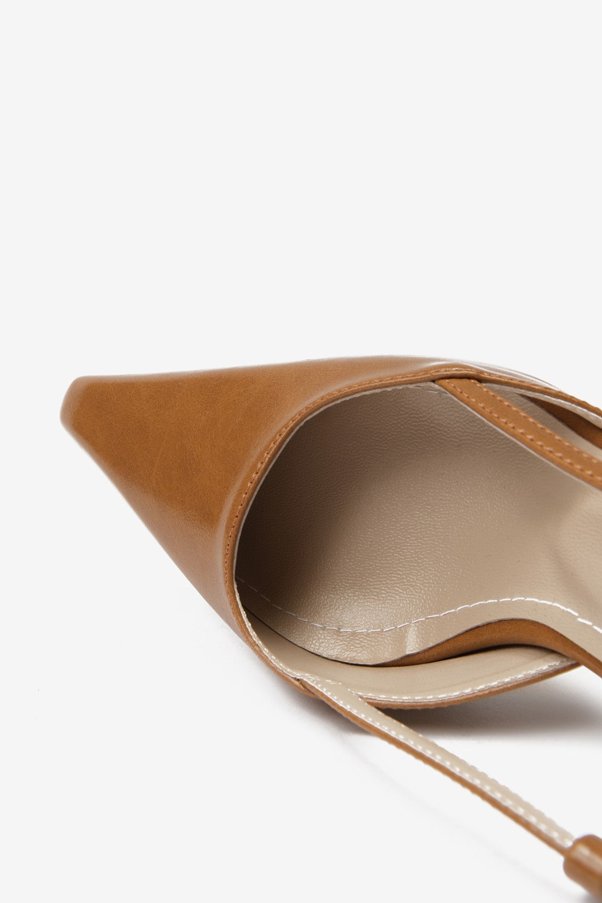 Taba Cilt Arkası Açık Kadın Topuklu Ayakkabı