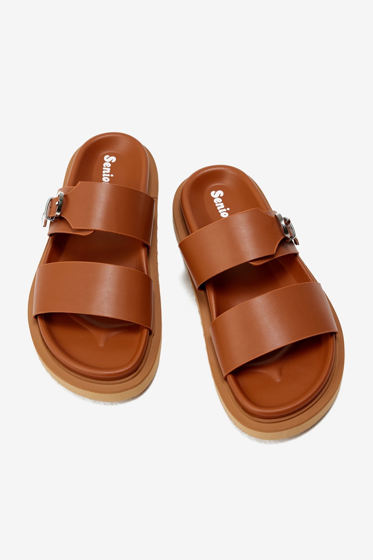 Softra Taba Cilt Kalın Bantlı Tek Toka Detaylı Kadın Terlik