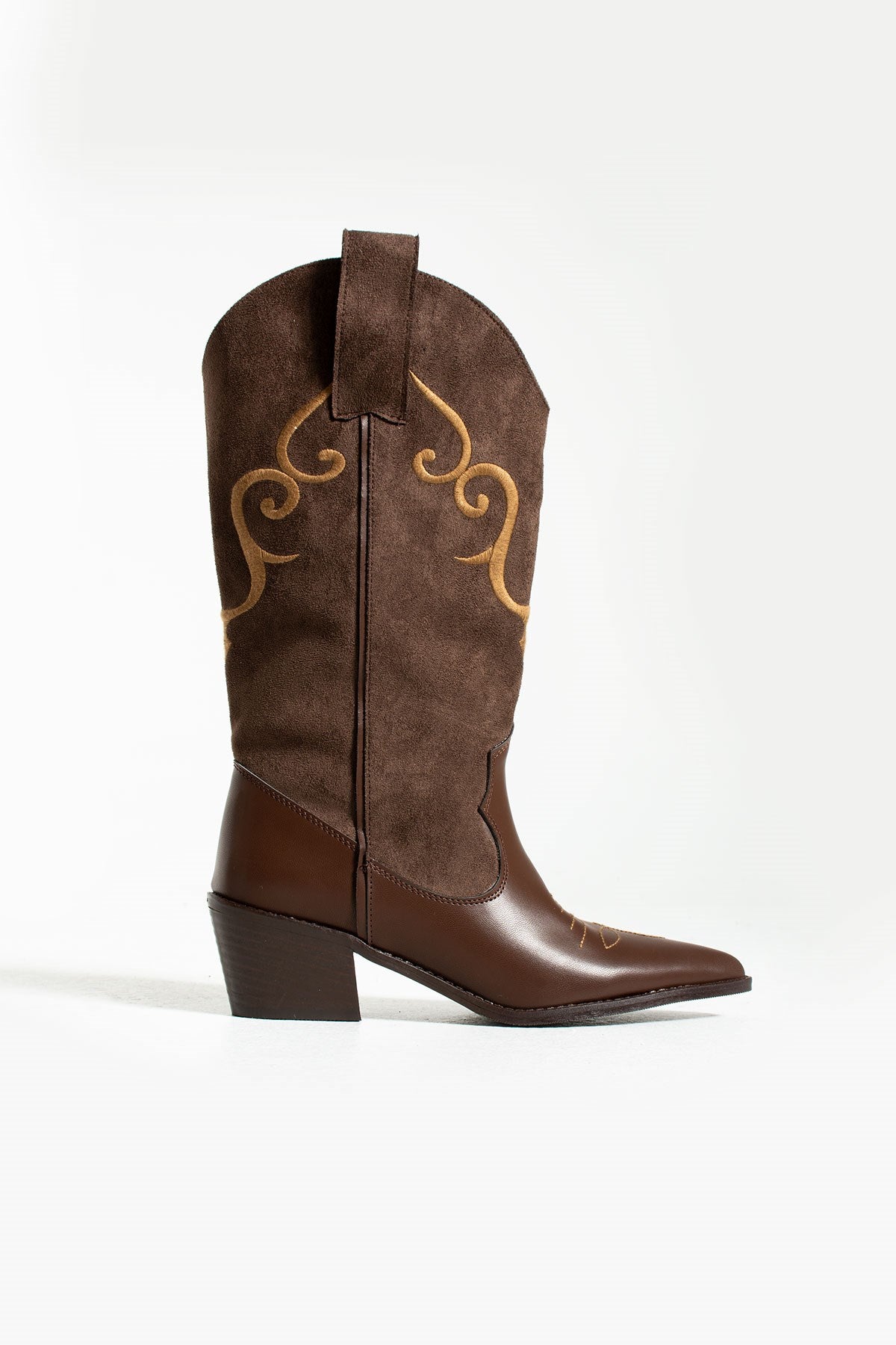 Hercai Kahverengi Cilt Süet Kadın Kovboy Çizme