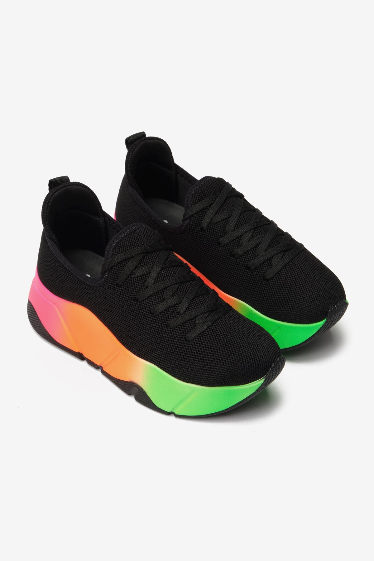 İrene Siyah-Renkli Streç File Kadın Spor Ayakkabı