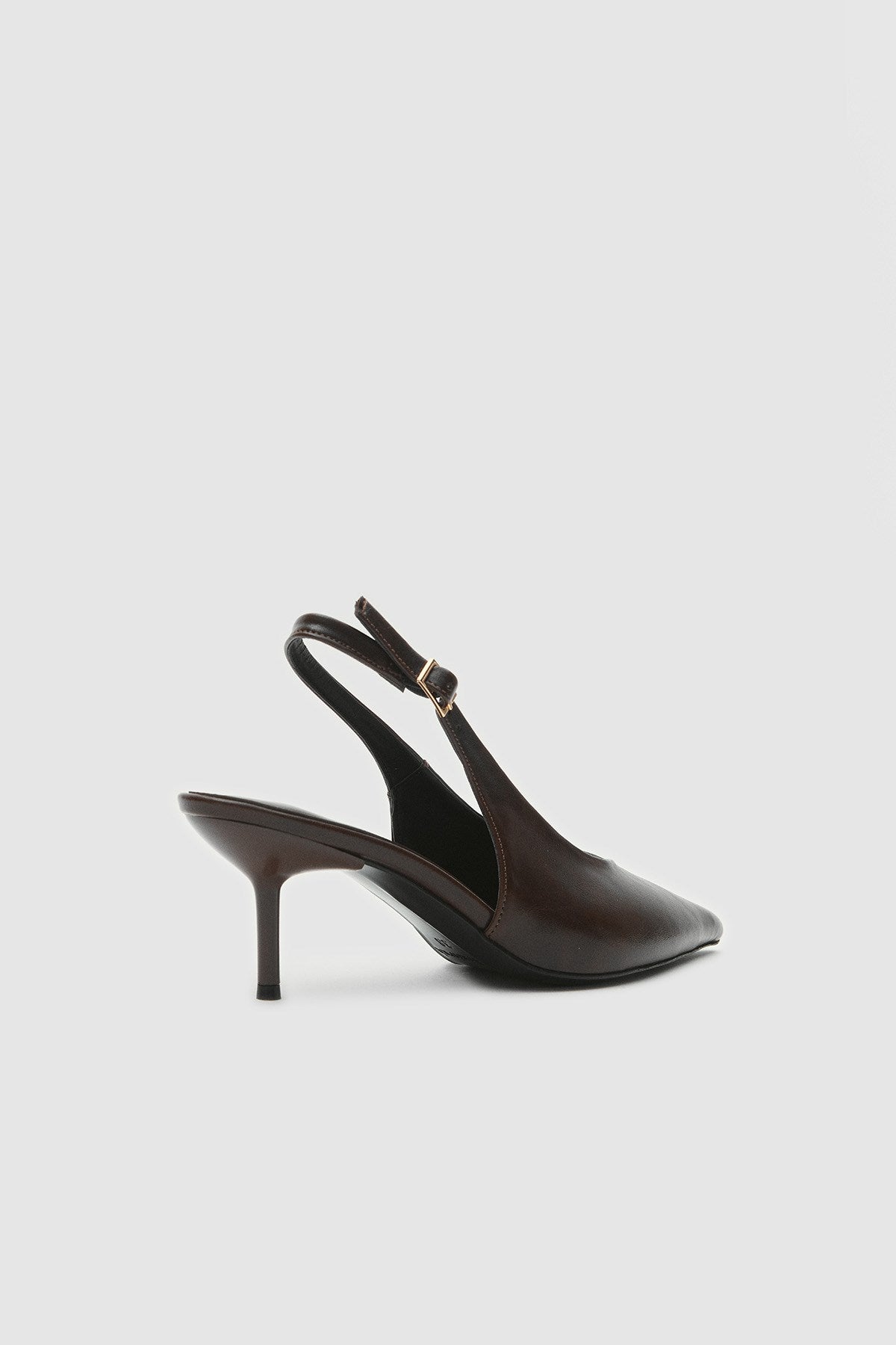 Vexta Kahverengi Cilt Sivri Burun Arkası Açık Kadın Topuklu Ayakkabı