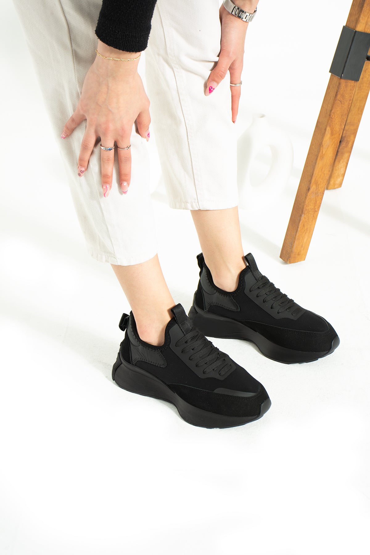 Dimity Siyah Gerçek Deri Süet Kadın Spor Ayakkabı