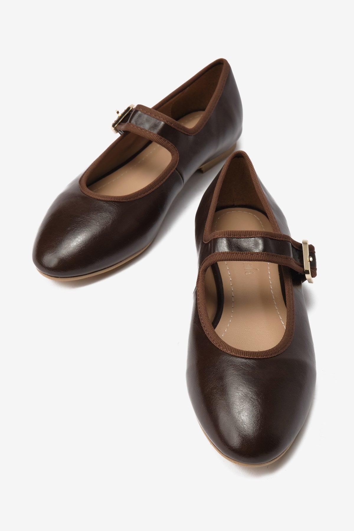 Mist Kahverengi Cilt Toka Detaylı Kalın Bantlı Kadın Babet